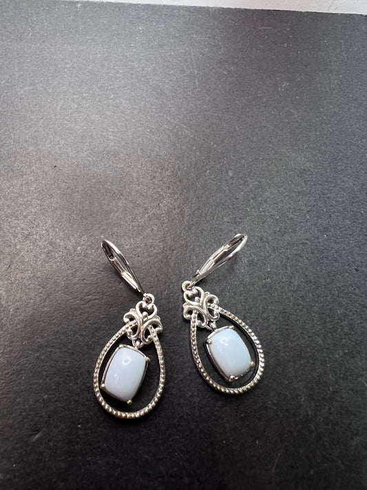 Blue opal Sterling silver dangle earrings