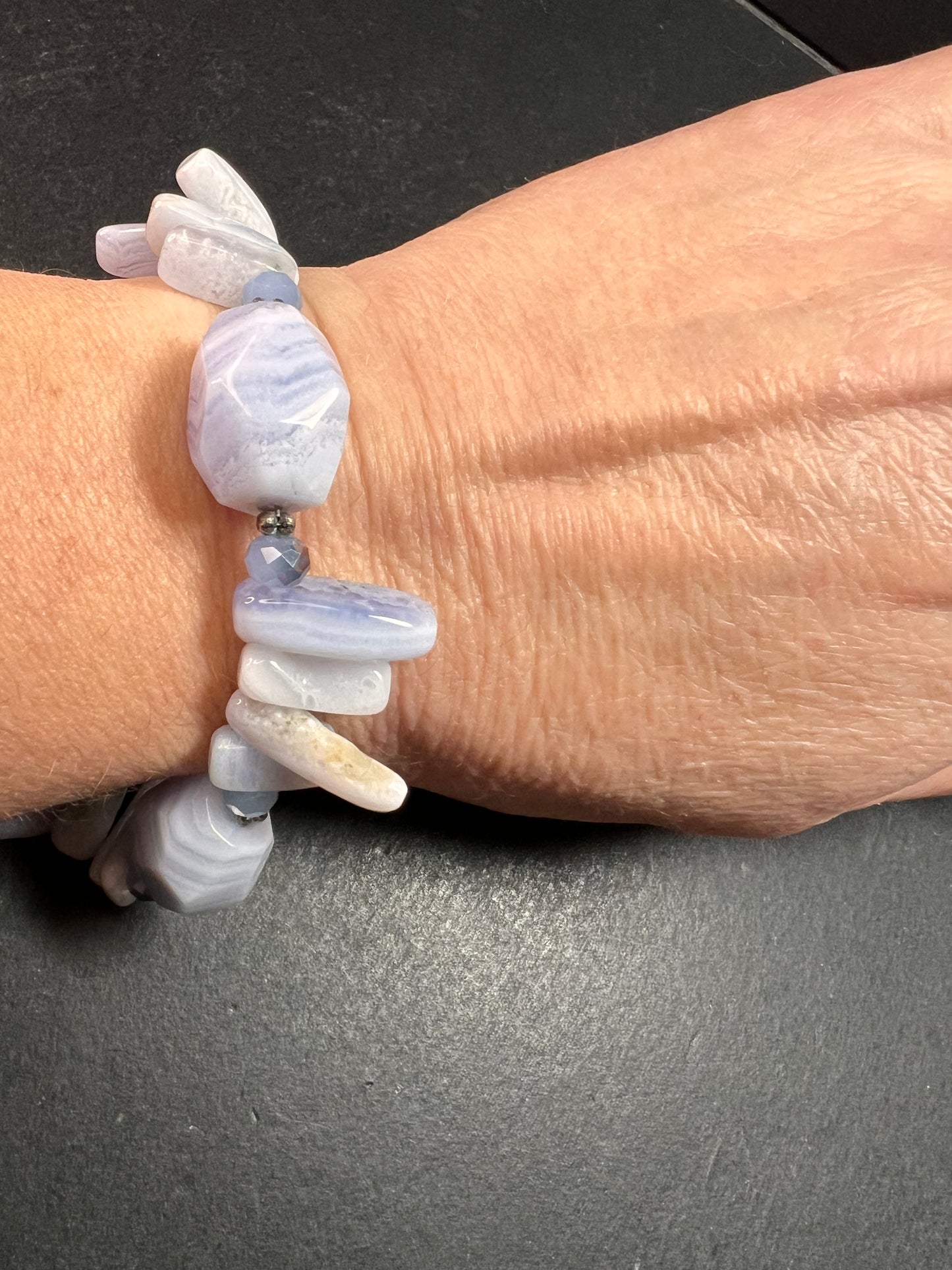 Blue Lace Agate Toggle Bracelet | Light Blue Gemstone Chip & Nugget Beads