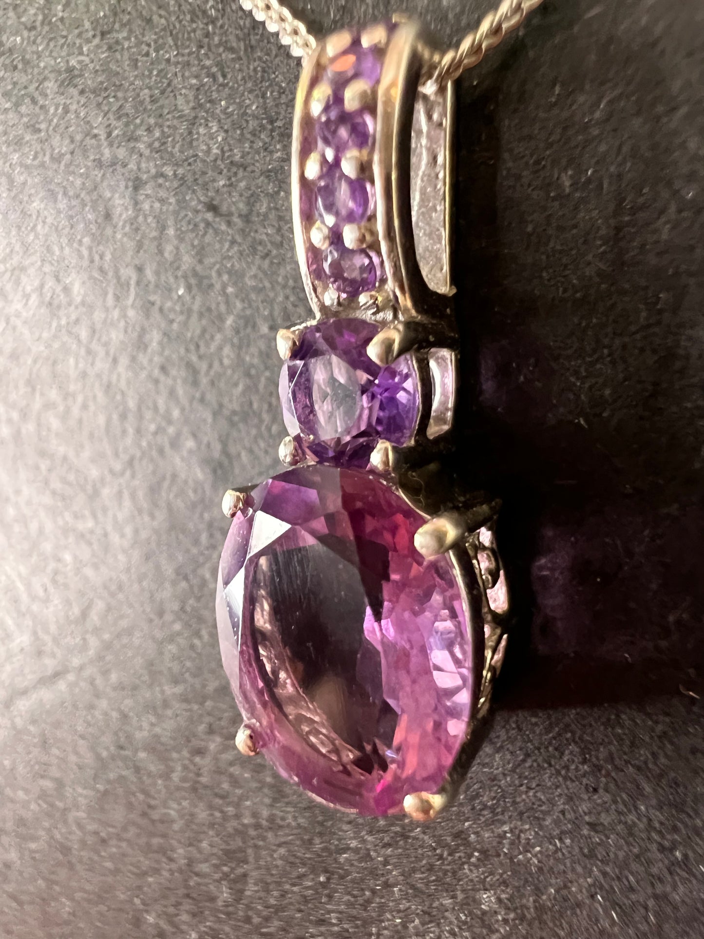 Purple fluorite multi stone sterling silver pendant with 20 inch chain