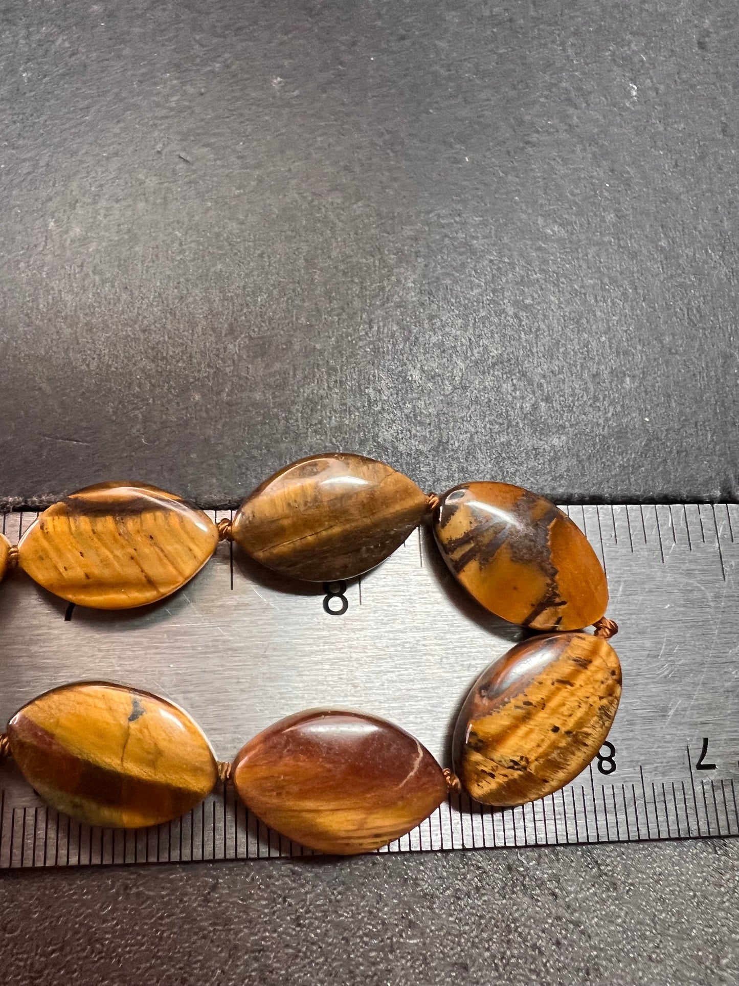 NEW Tigers eye knotted 18 inch necklace with sterling silver clasp