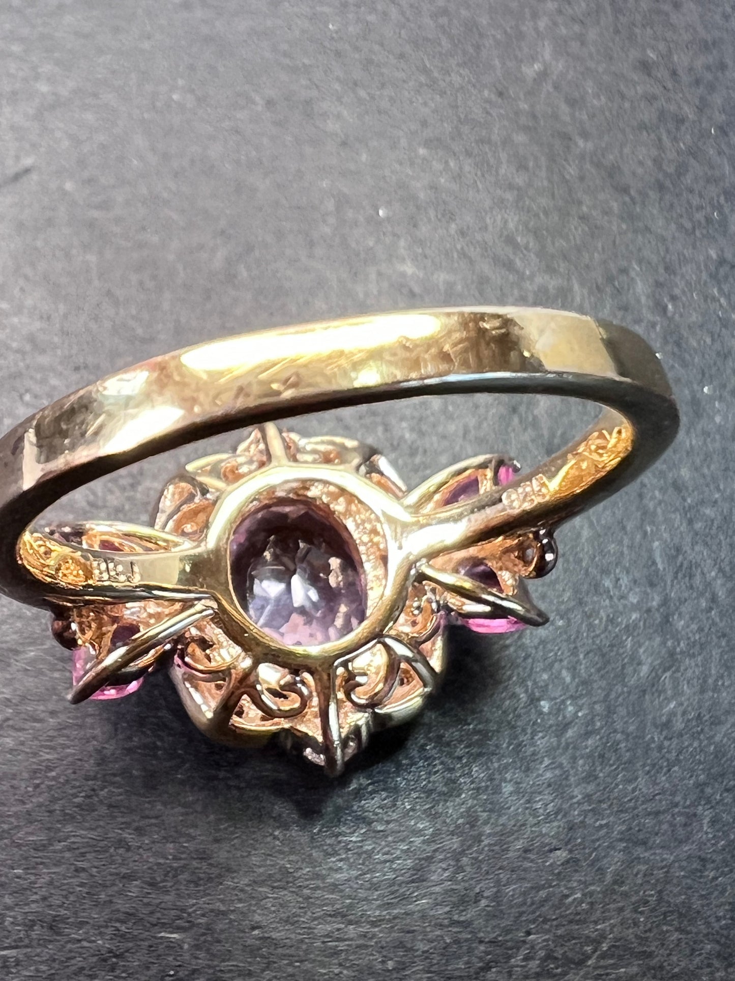 Kunzite and pink sapphire halo ring size 9