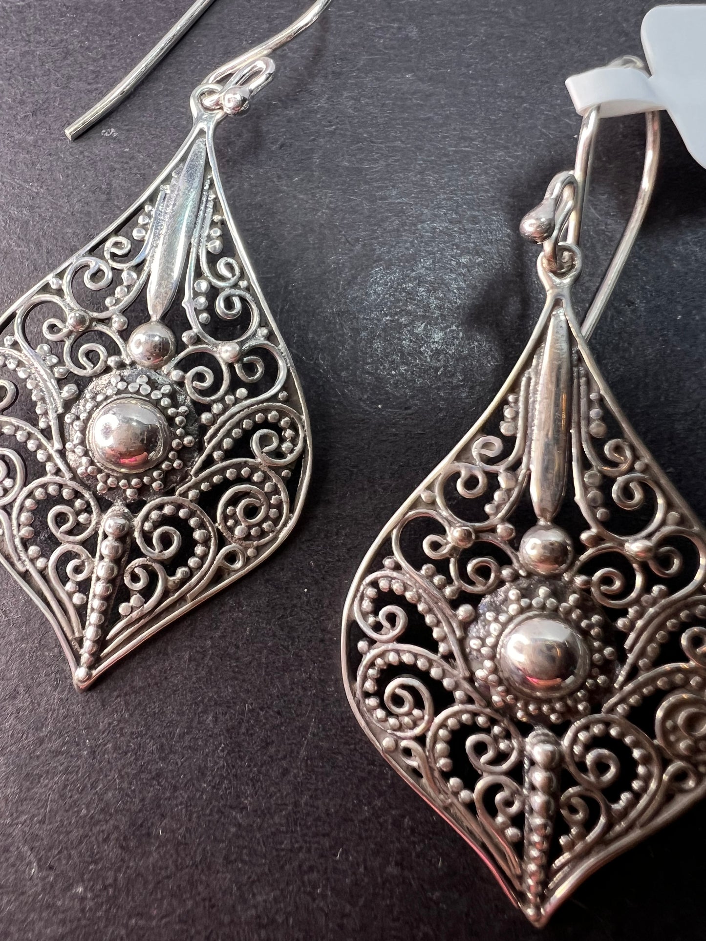 Bali sterling silver ornate dangle earrings