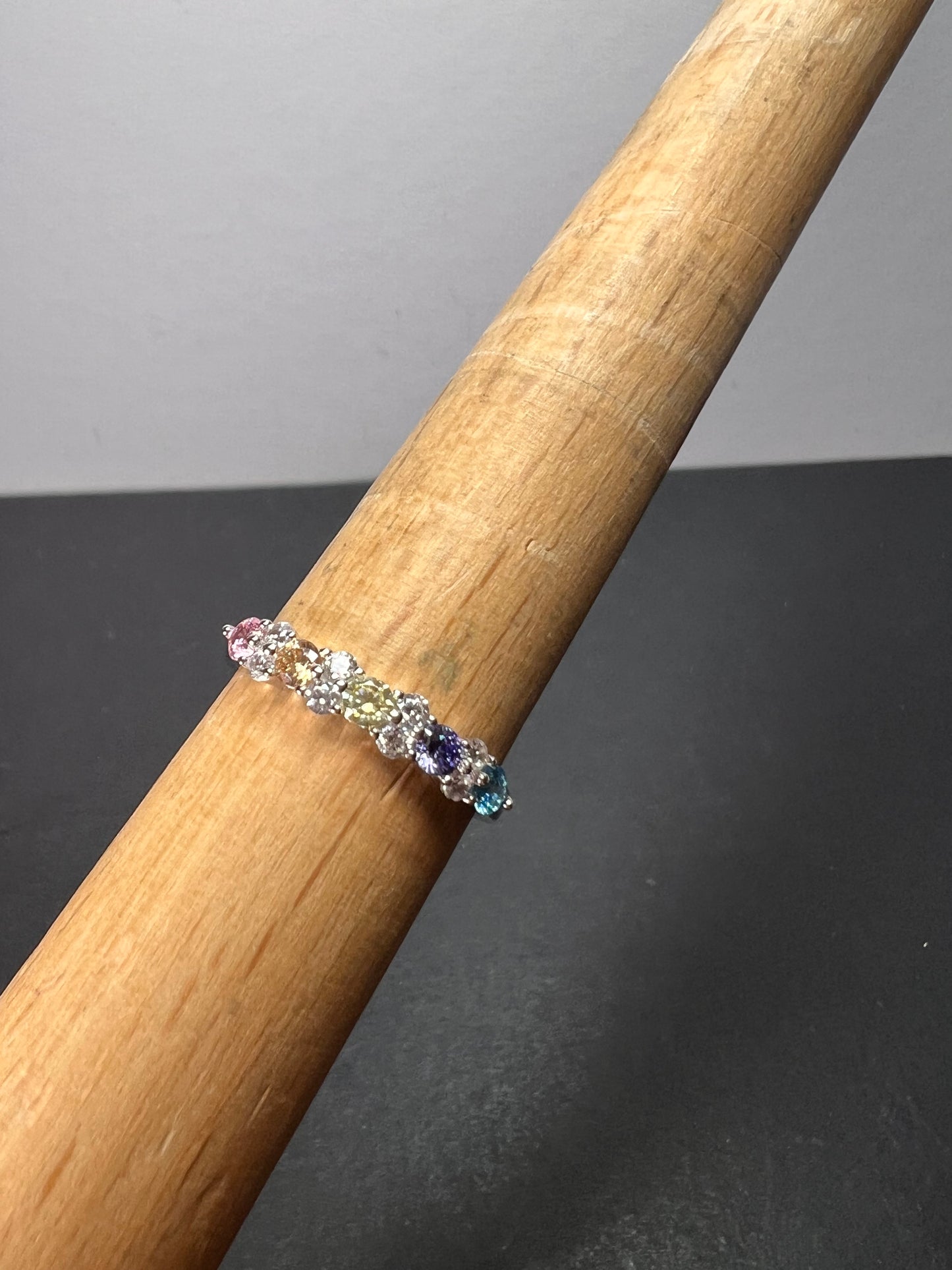 Blue, Yellow, Brown, Pink, White Cubic Zirconia Rhodium Over Sterling Silver Ring 1.31ctw size 9