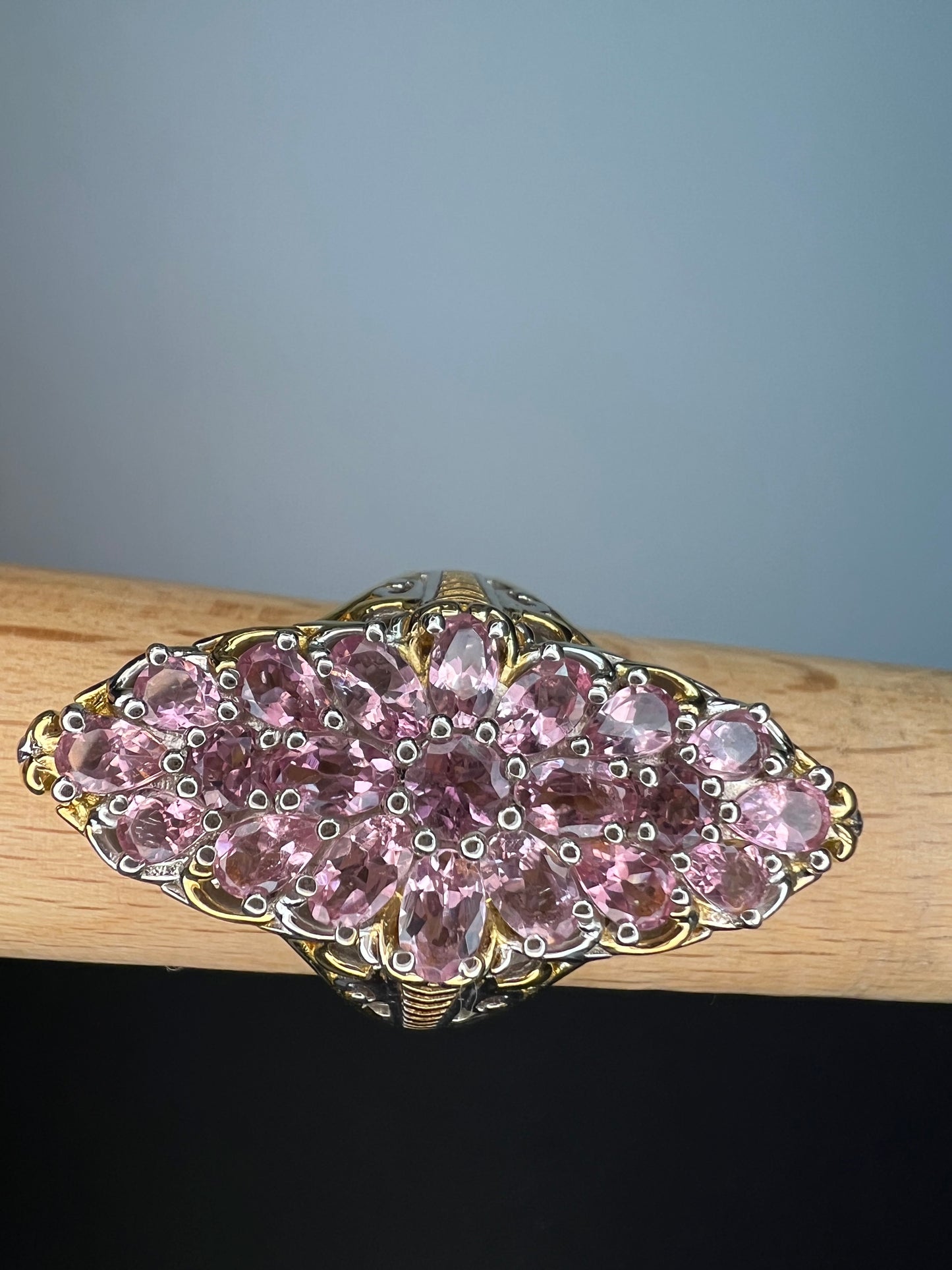 Pink tourmaline vintage vibes statement ring size 10