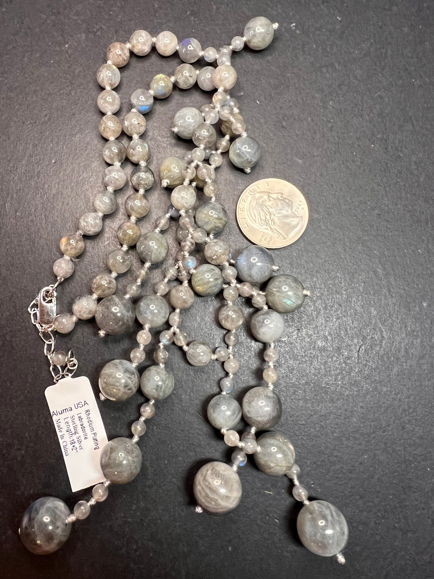 NEW labradorite bib statement necklace with sterling silver clasp