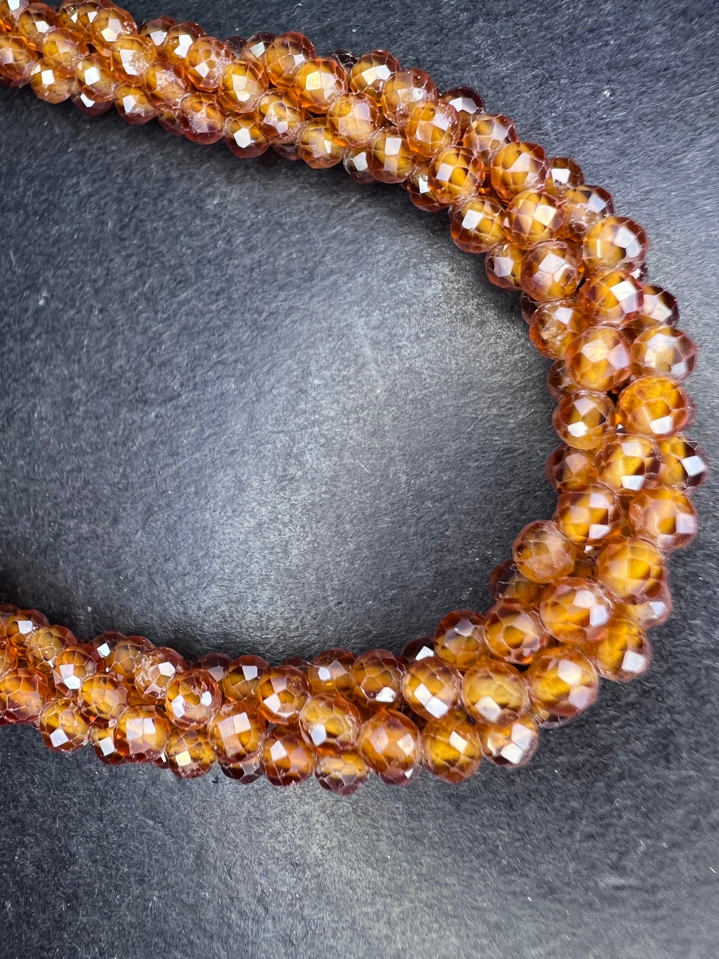 Hessonite garnet 4 strand bracelet with sterling clasp 7 inches