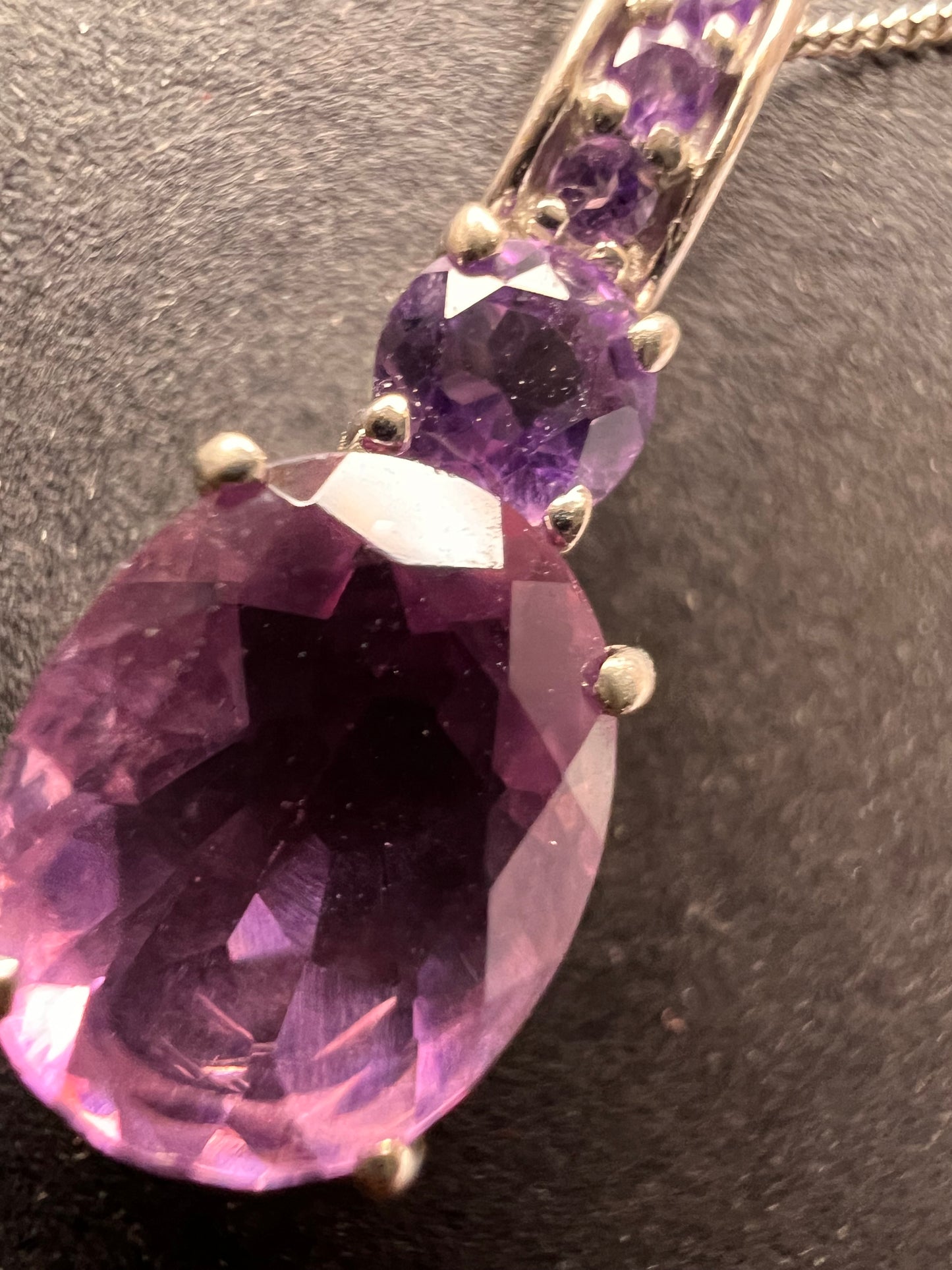 Purple fluorite multi stone sterling silver pendant with 20 inch chain