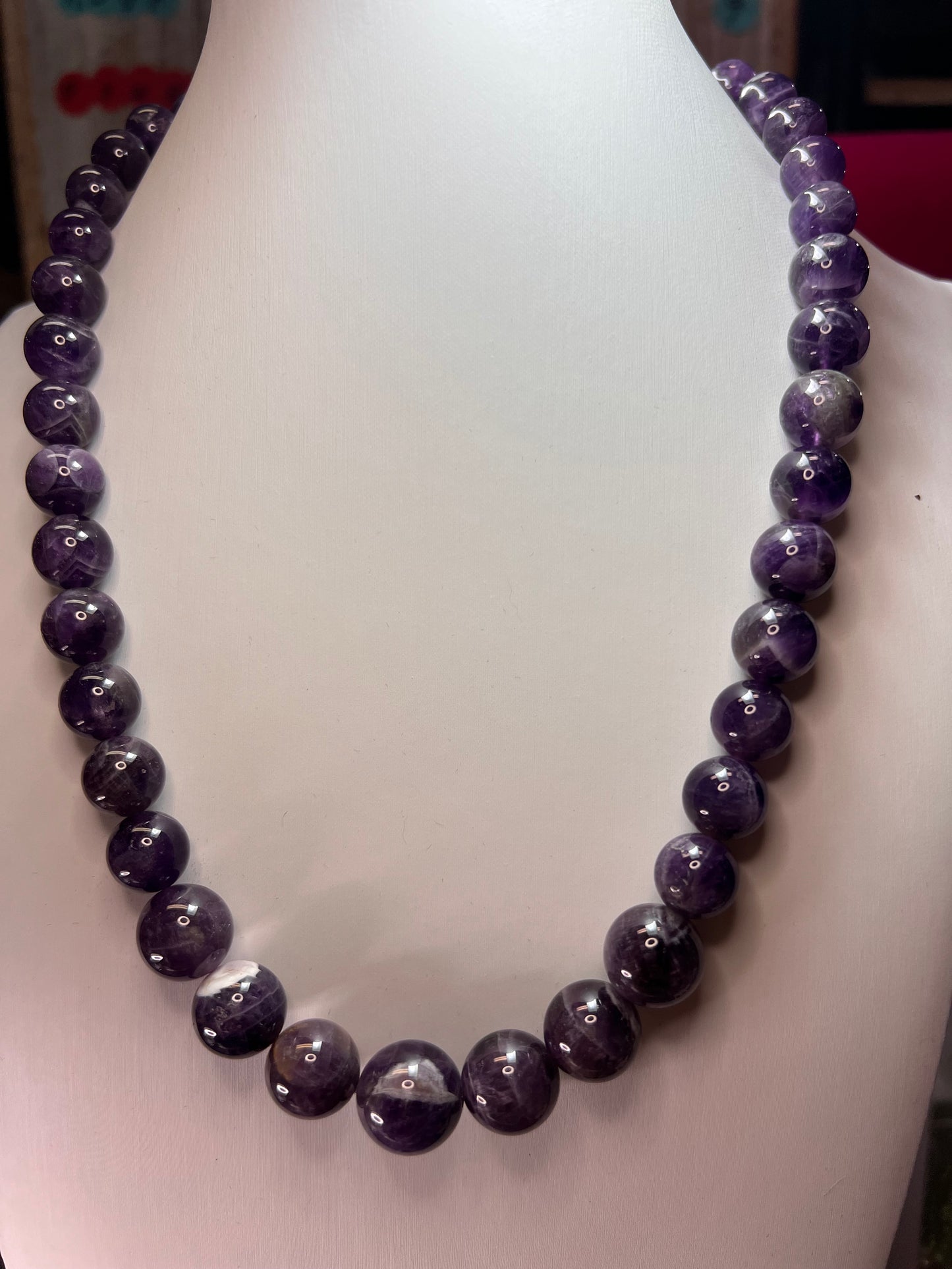 Bi color chevron dream amethyst necklace with sterling silver clasp