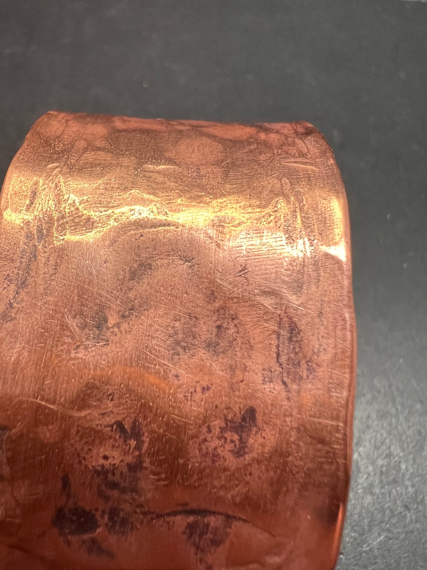 Vintage hammered copper extra wide cuff adjustable bracelet