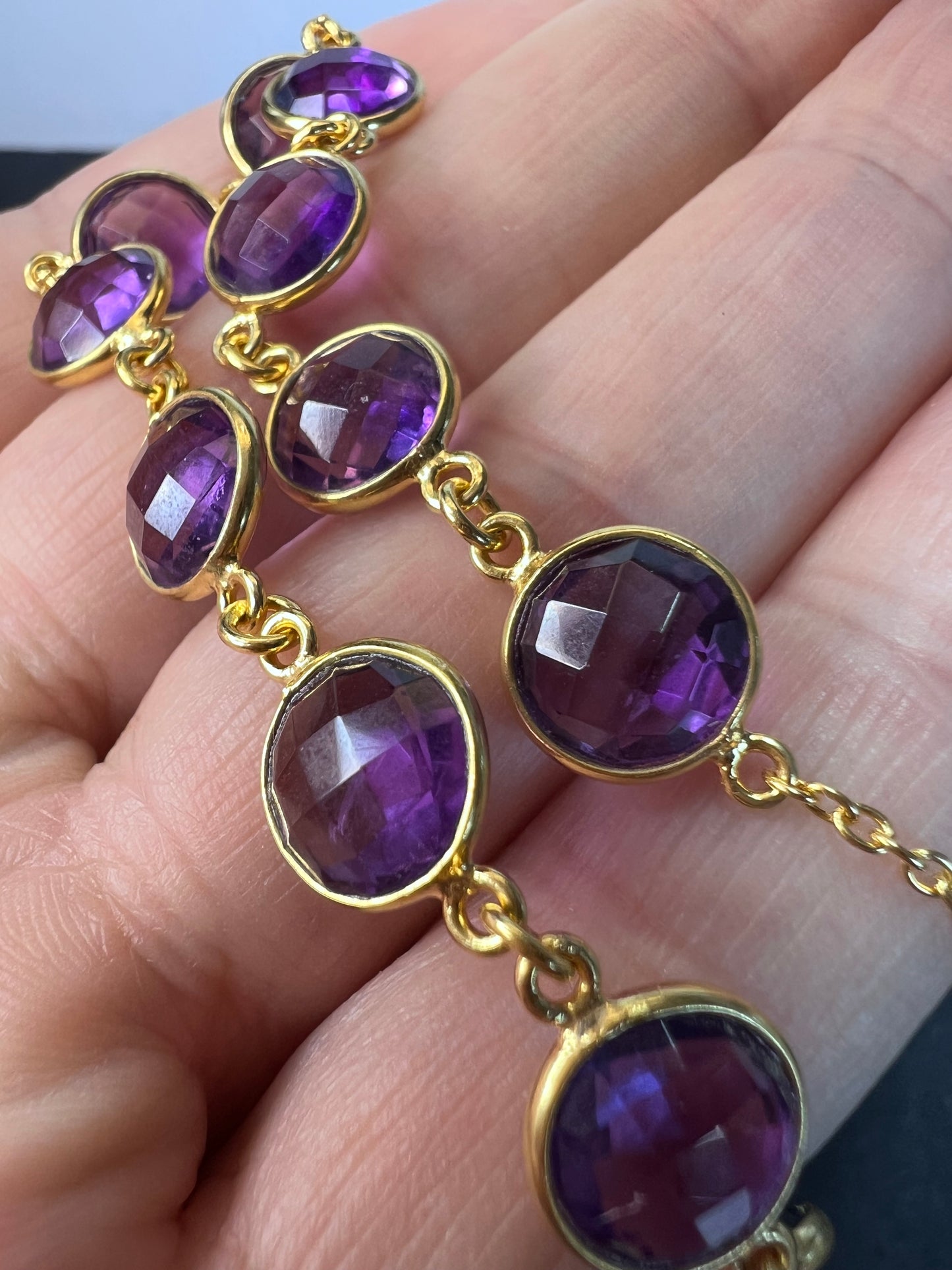 New Purple African Amethyst 18k Yellow Gold Over Sterling Silver Necklace 15.30ctw