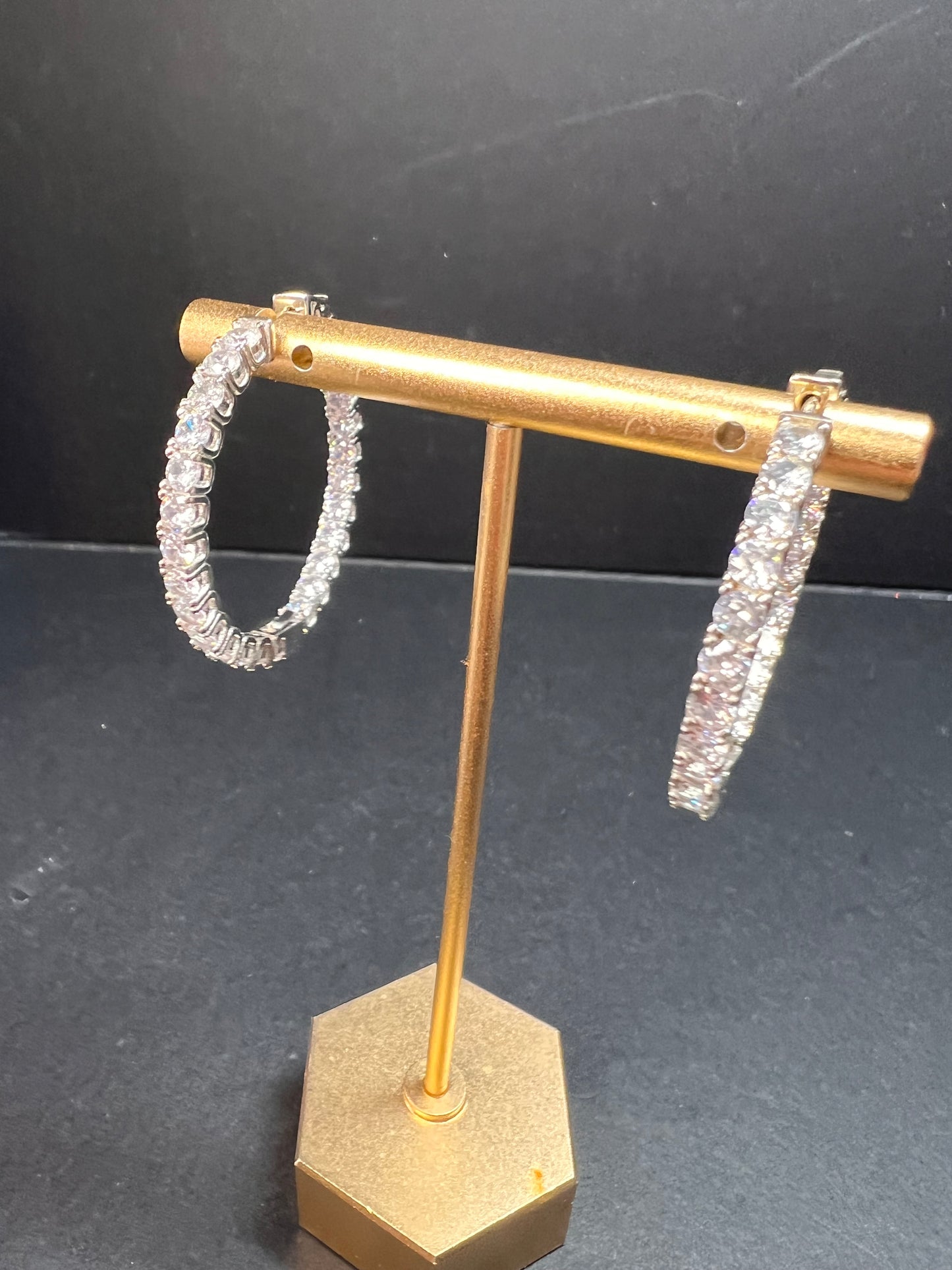 CZ inside out hoop earrings in sterling silver