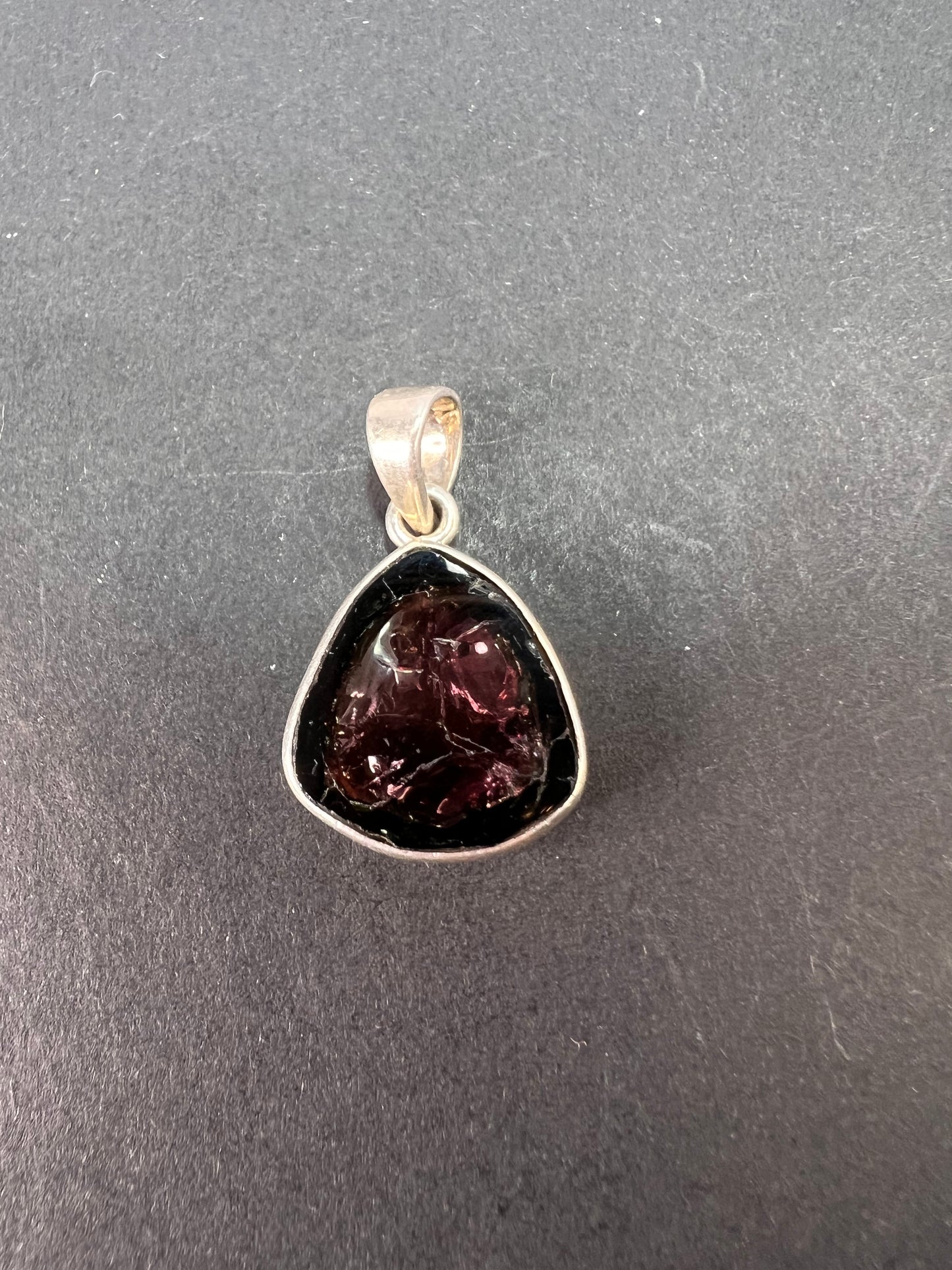 NEW Watermelon tourmaline slice sterling silver pendant 3.90 grams