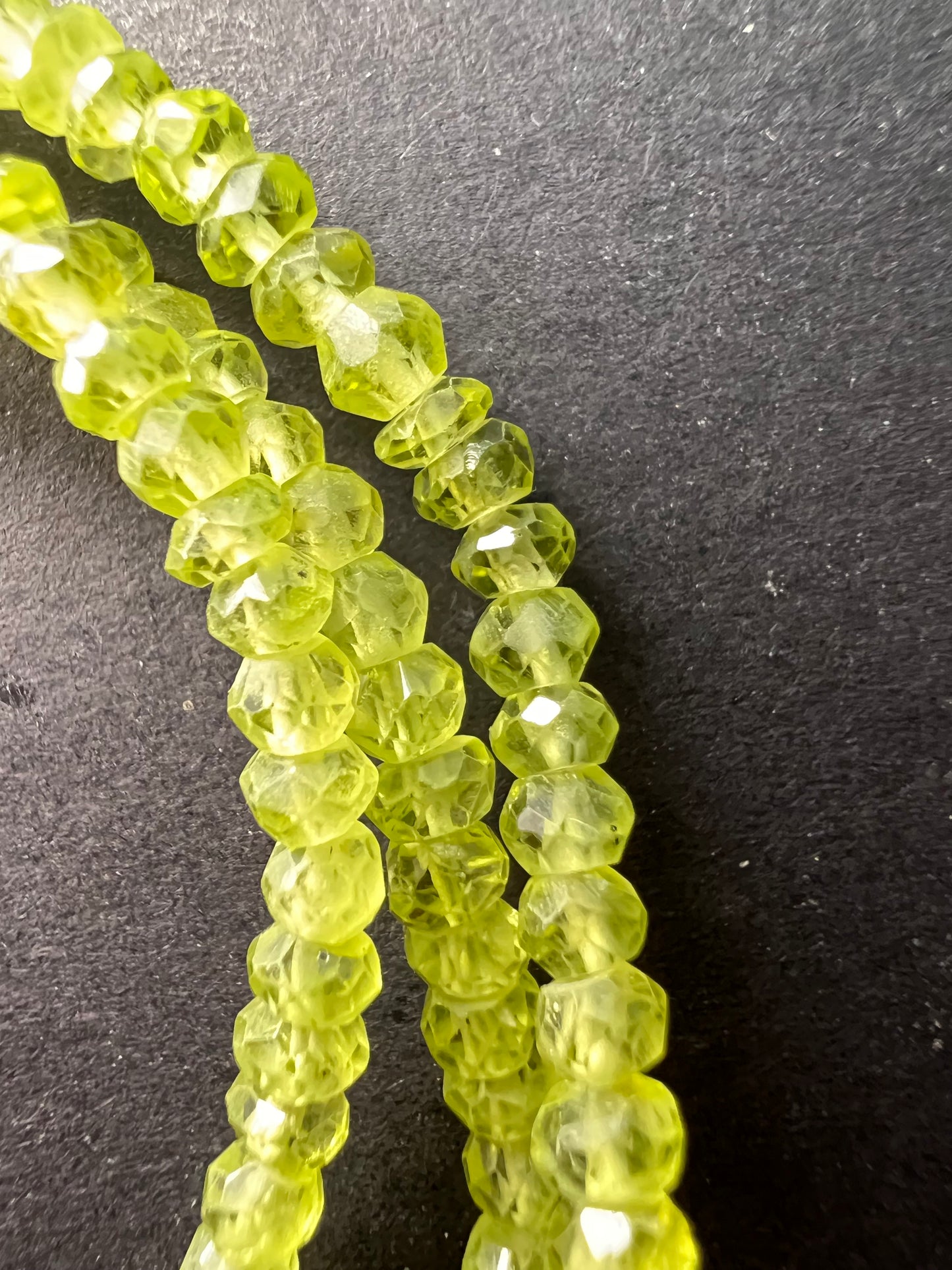 Layered peridot necklace with sterling silver clasp