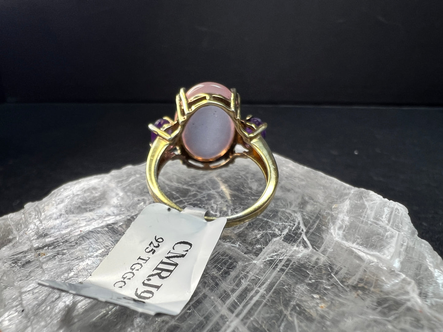 Rose Quartz & Amethyst Gold Plated 925 Ring Size 7 NWT