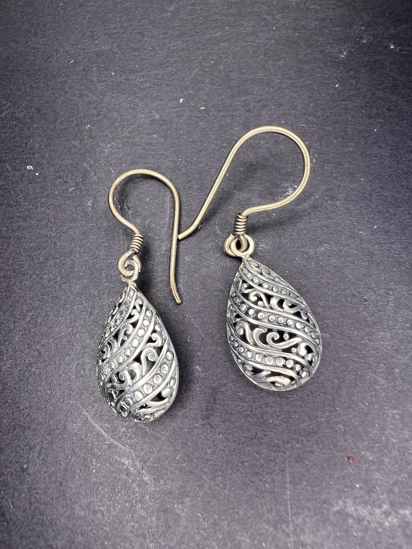 Bali style sterling silver dangle earrings