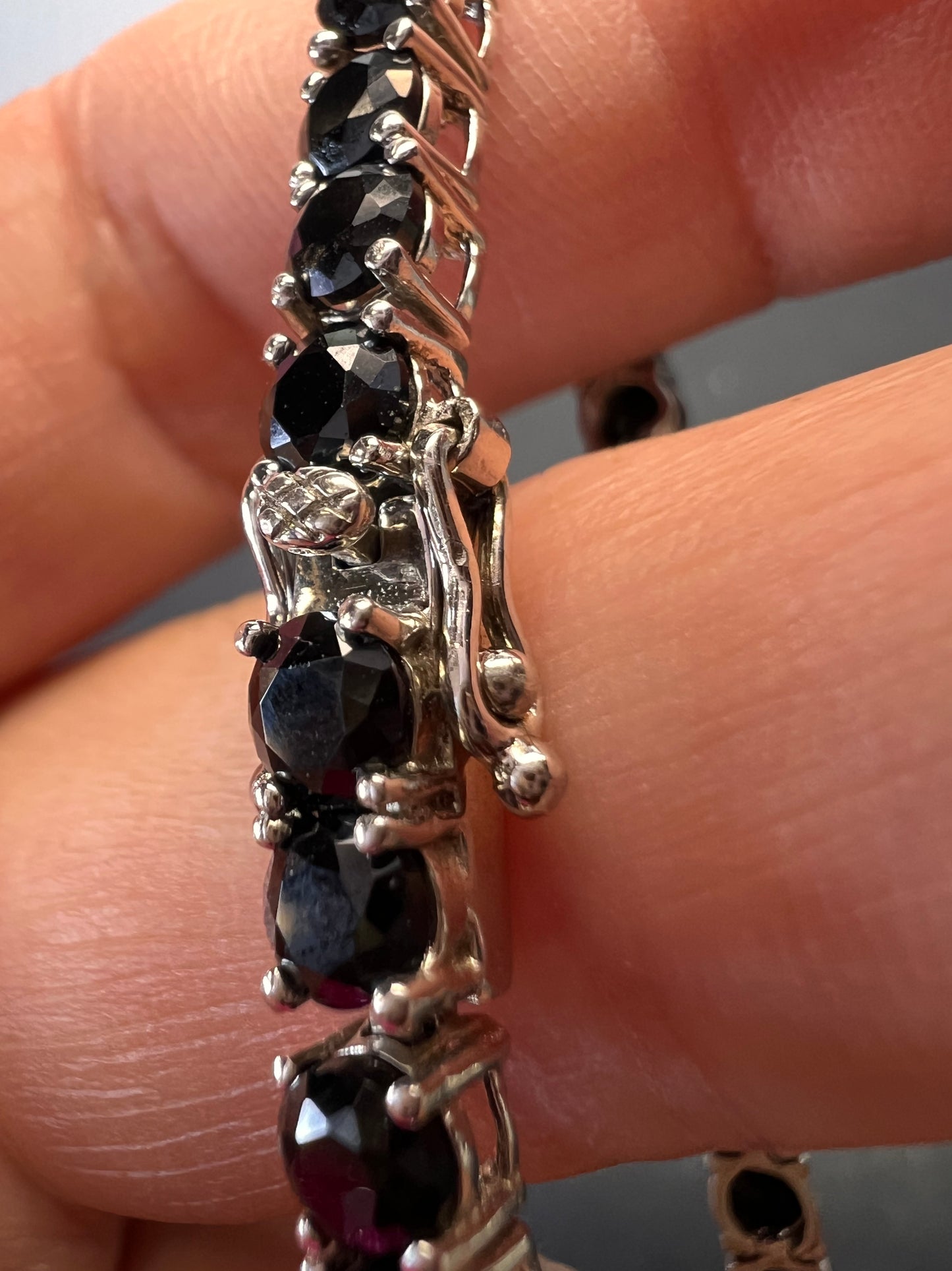 Black Spinel Sterling Silver Tennis Bracelet