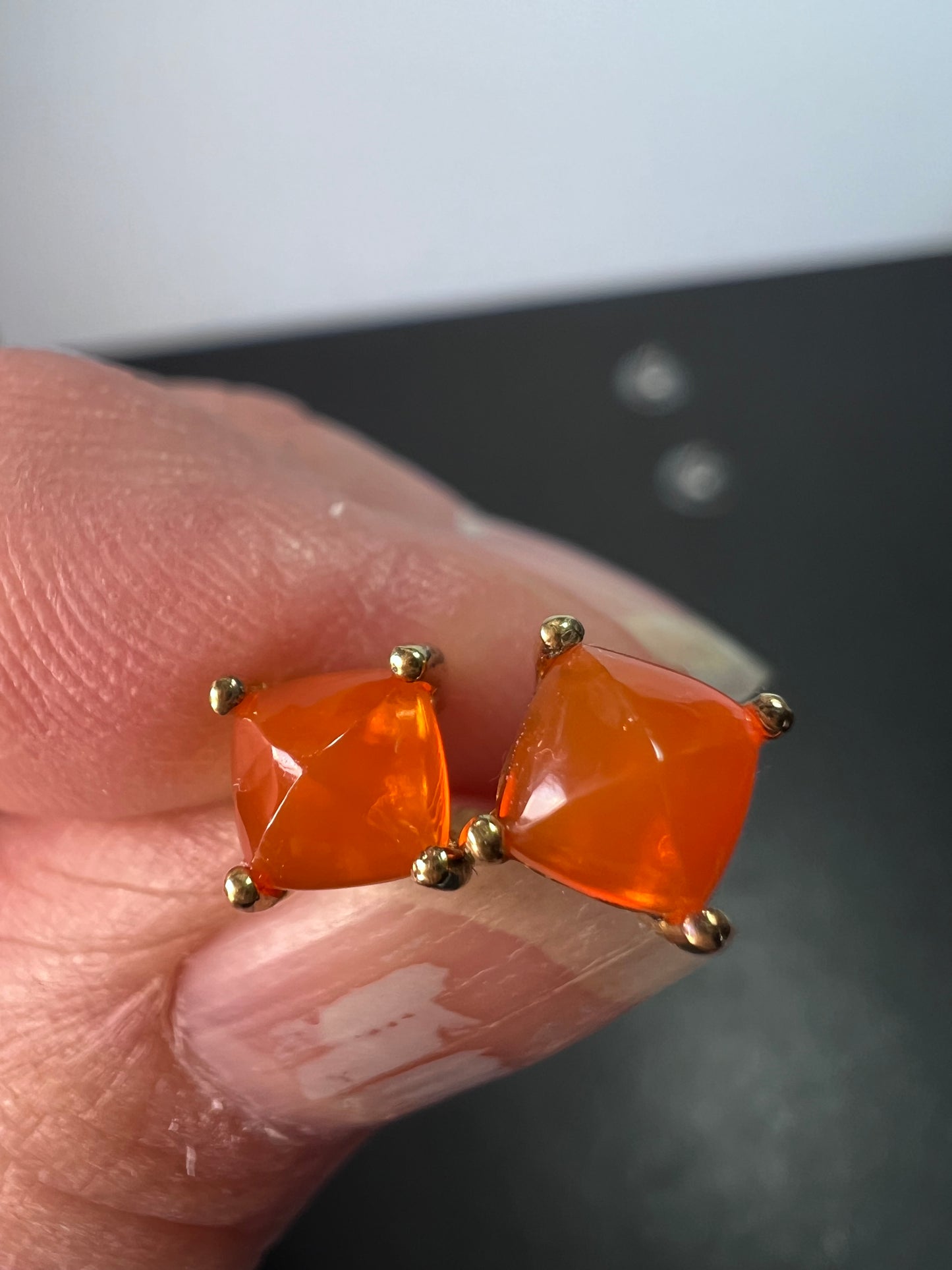 Jalisco fire opal vermeil stud earrings