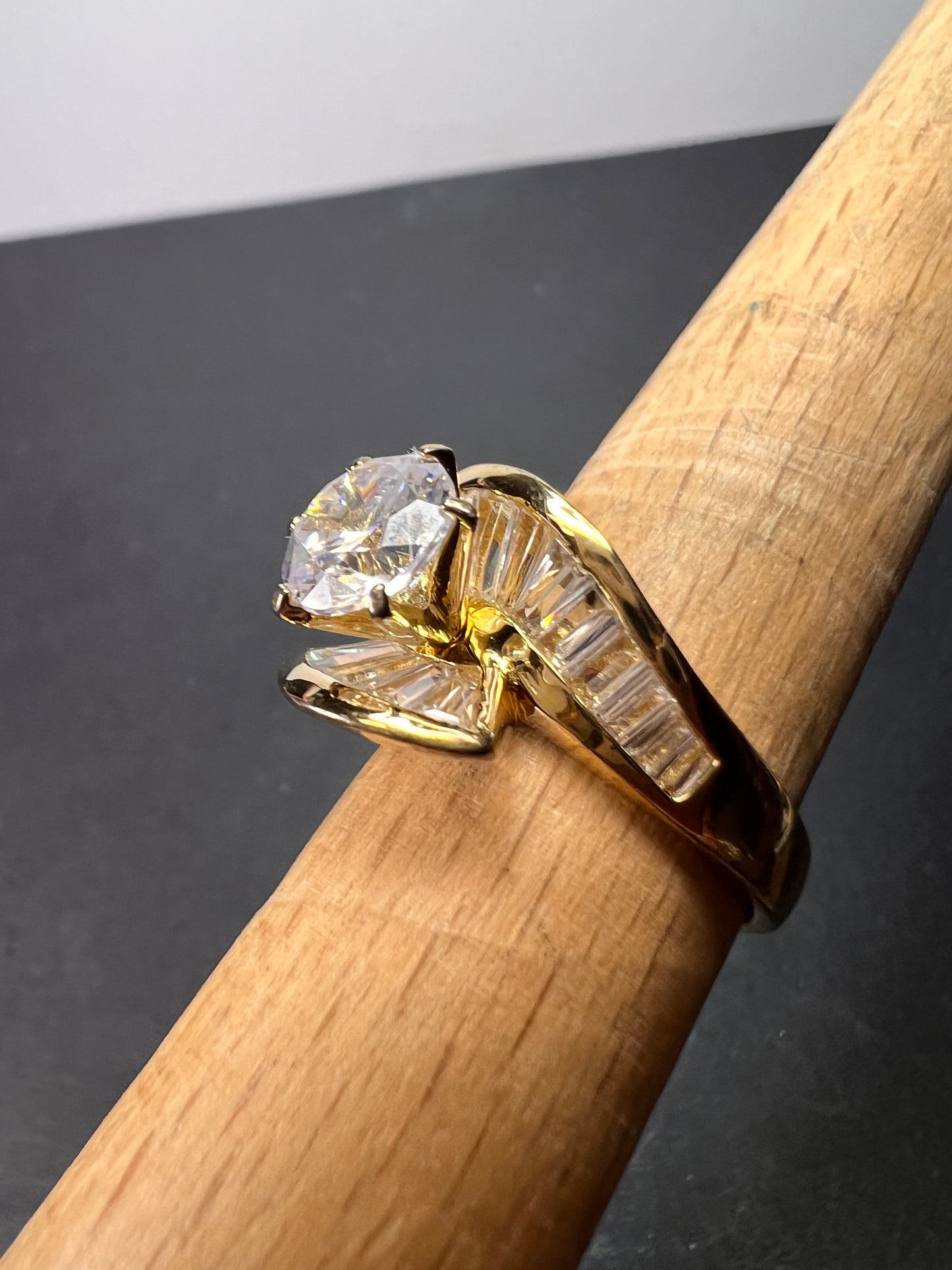 Gold vermeil over Sterling silver 925 CZ ring size 8