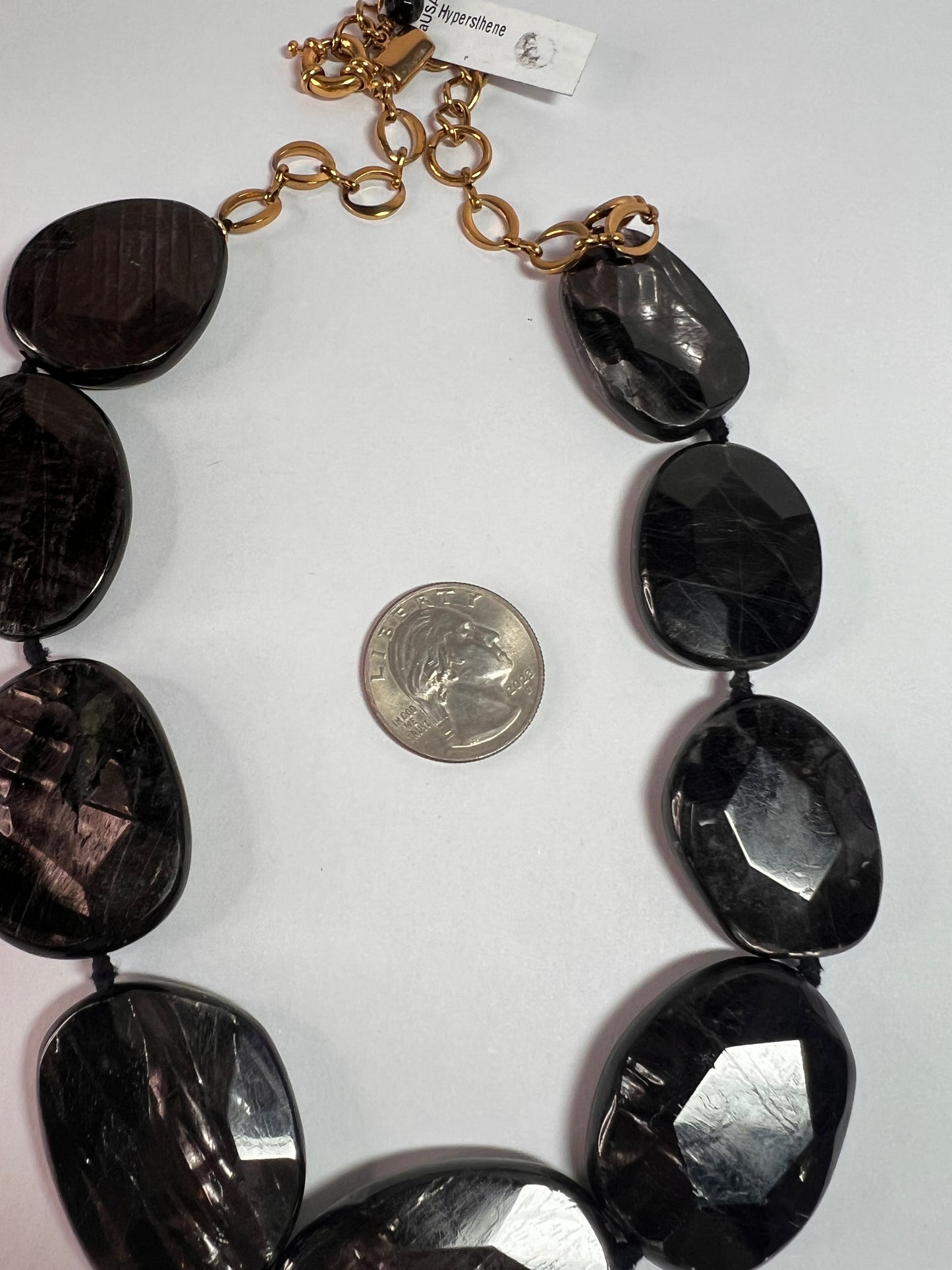 NEW Hypersthene necklace in gold over bronze