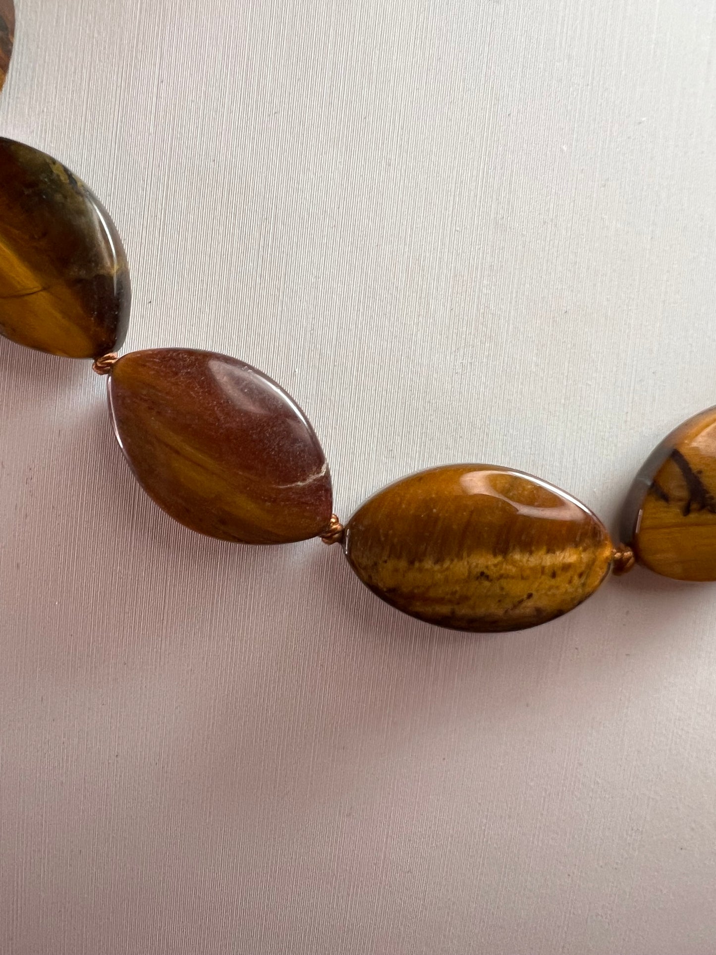 NEW Tigers eye knotted 18 inch necklace with sterling silver clasp