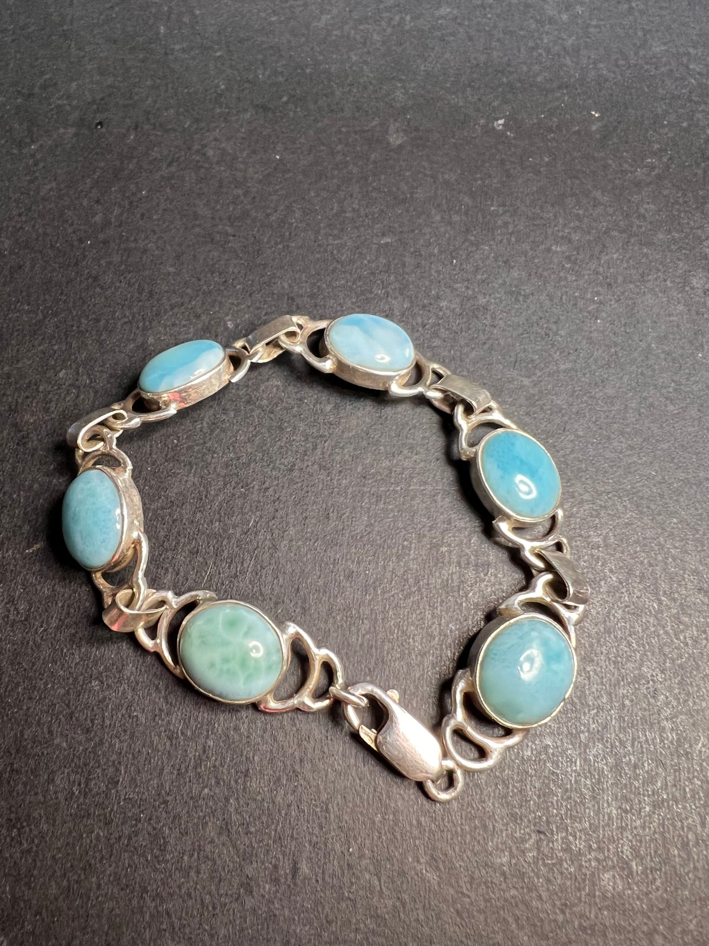 Vintage larimar sterling silver 7.5 inch bracelet