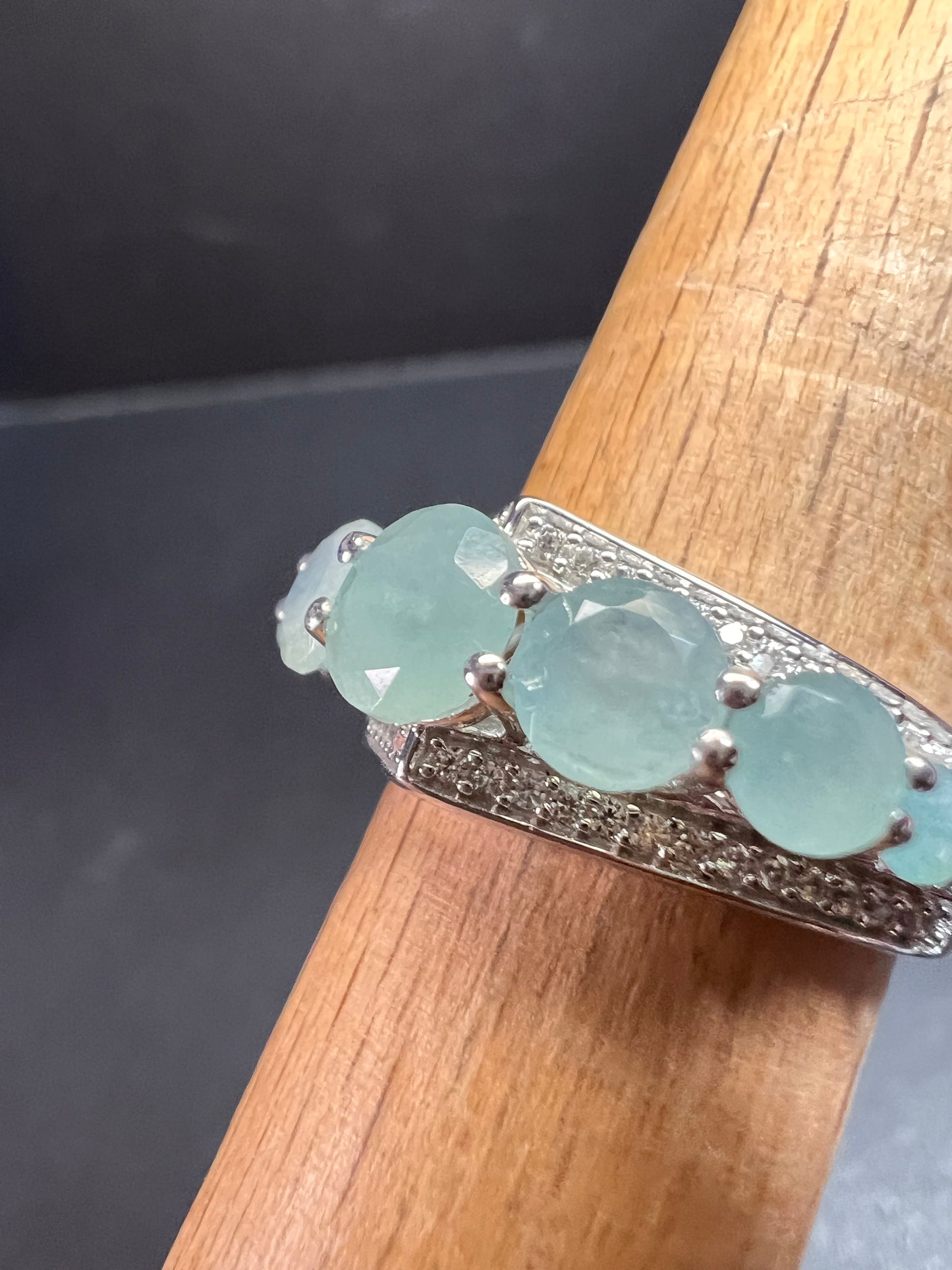 NEW Grandidierite and zircon sterling silver ring size 8