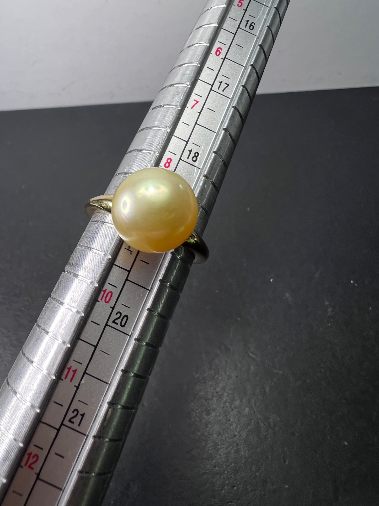 10mm yellow cultured pearl solitaire ring in gold over sterling silver size 9