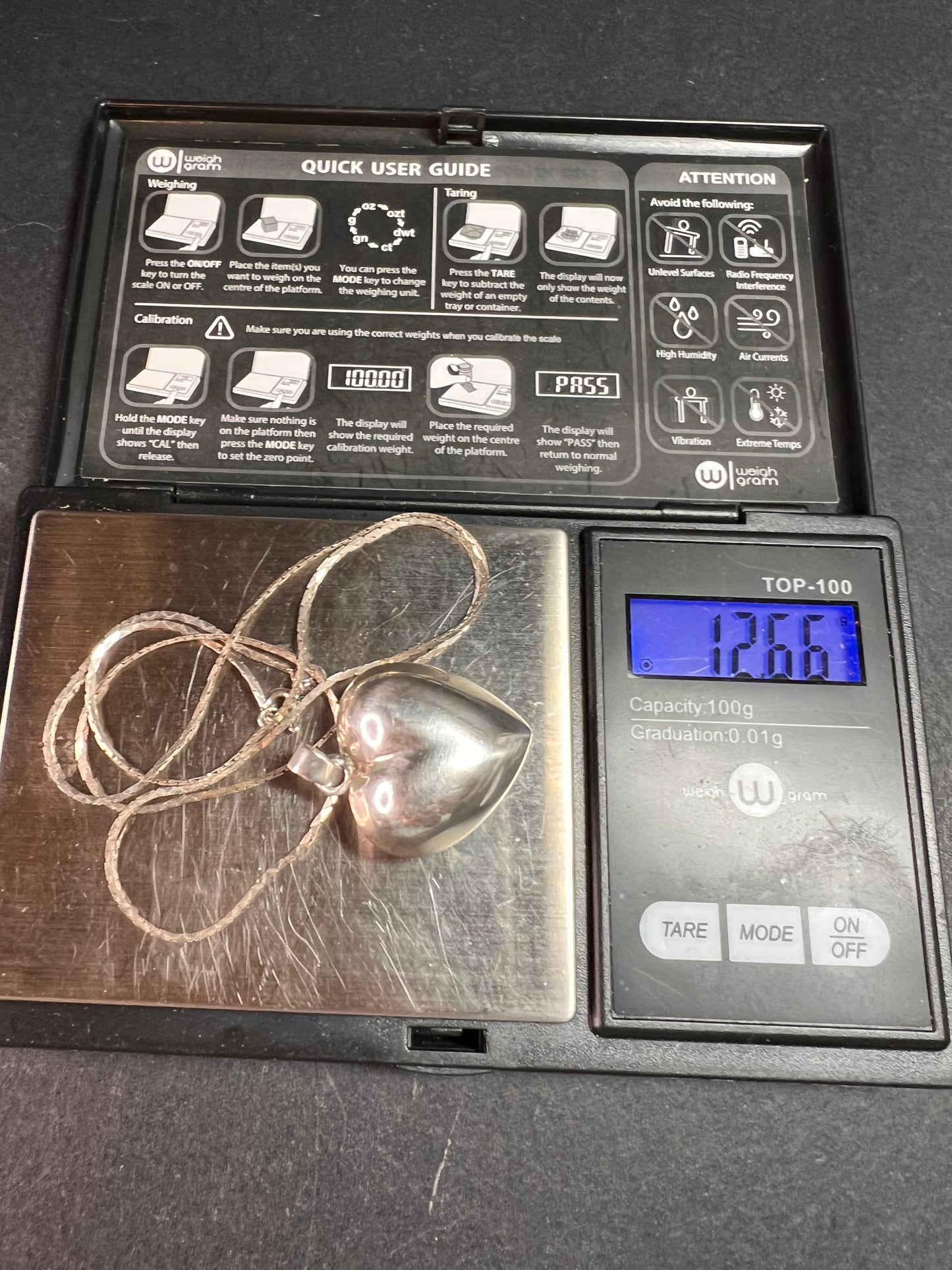 Vintage Sterling Puffy Heart Harmony Pendant on 20” Diamond-Cut Chain