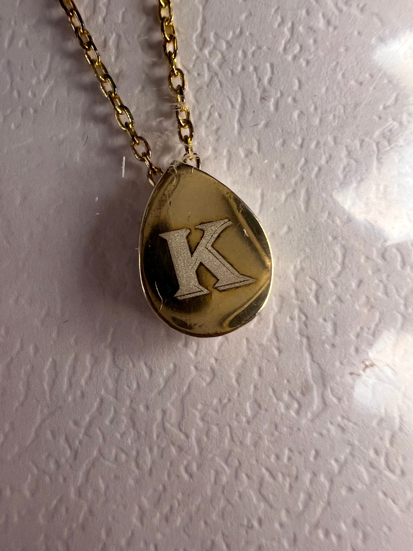 NEW sterling silver initial K pendant and chain 16 inch necklace