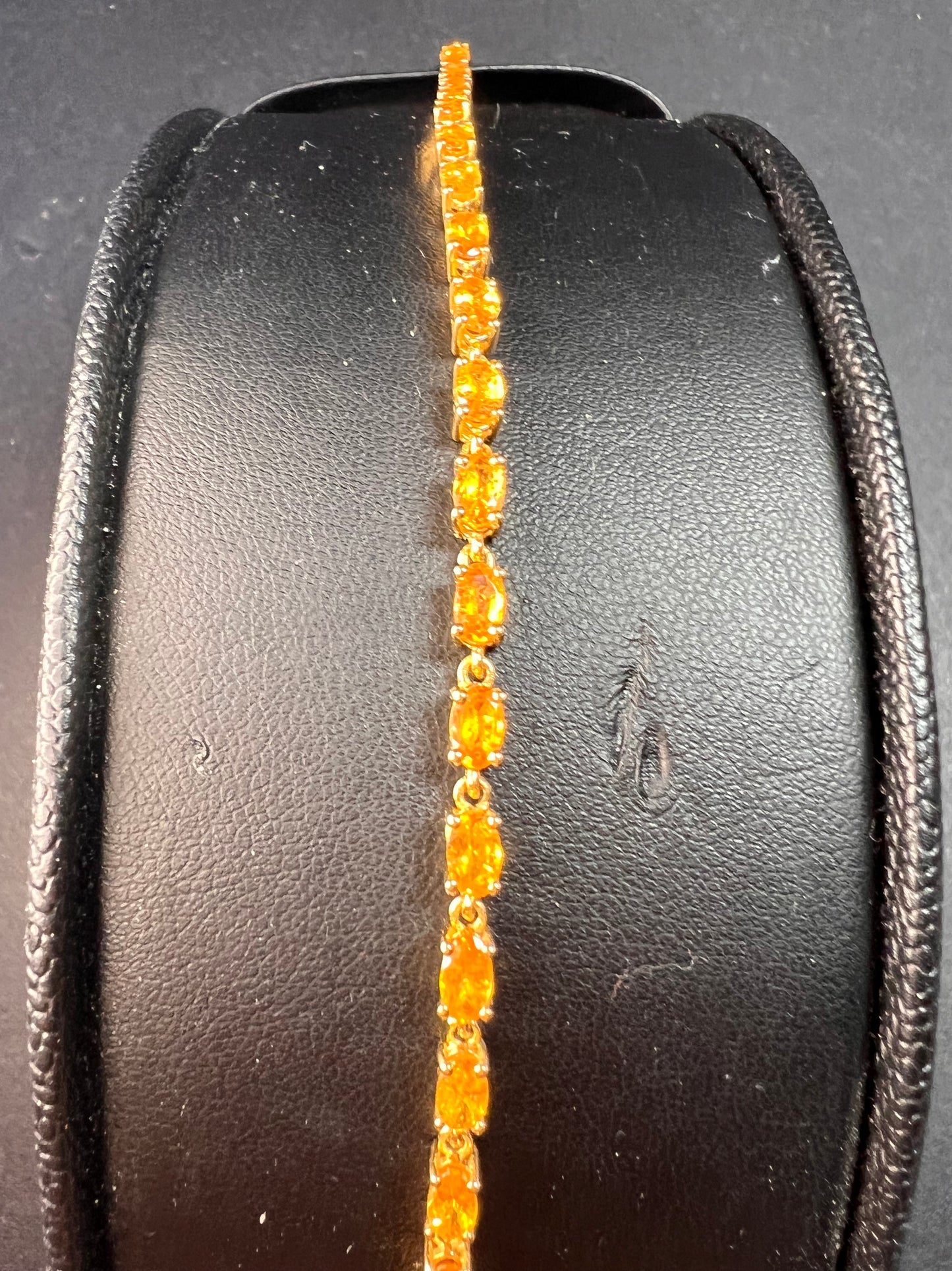 Yellow spessartine garnet tennis bracelet in gold over sterling silver