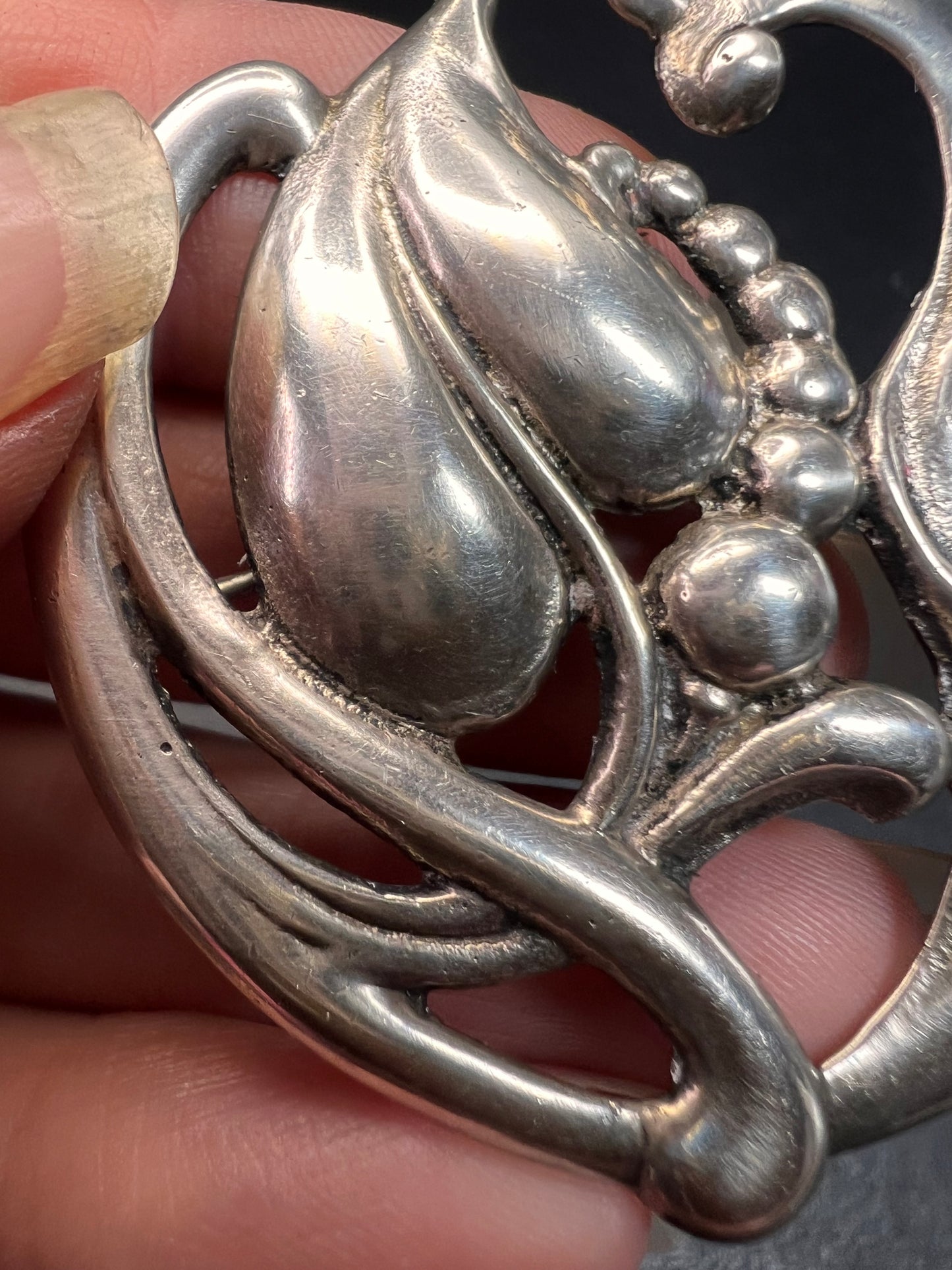 Vintage 1940s VIKING CRAFT Sterling Silver CALLA LILLY BROOCH
