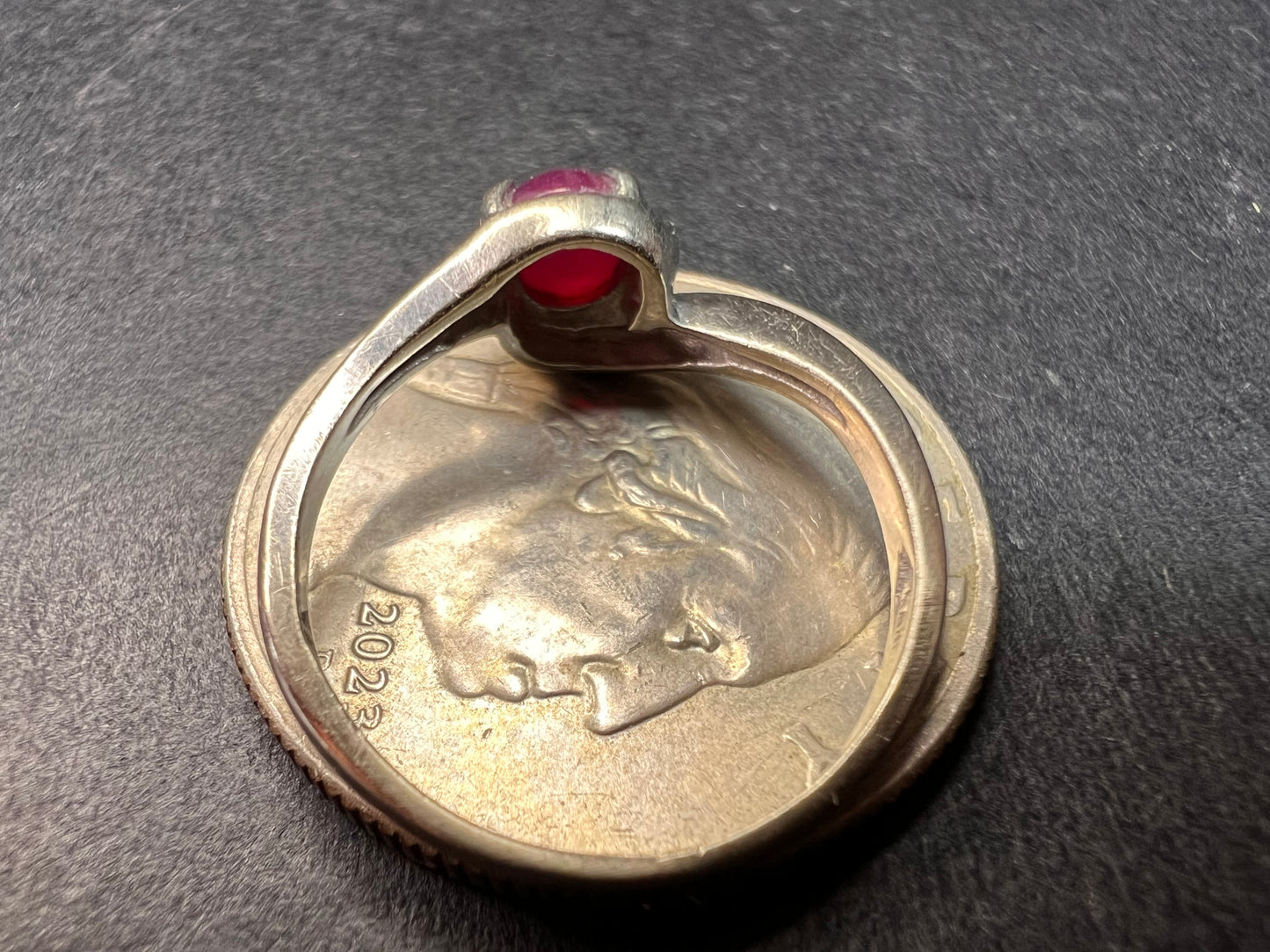 Vintage 14k white gold star ruby ring size 6