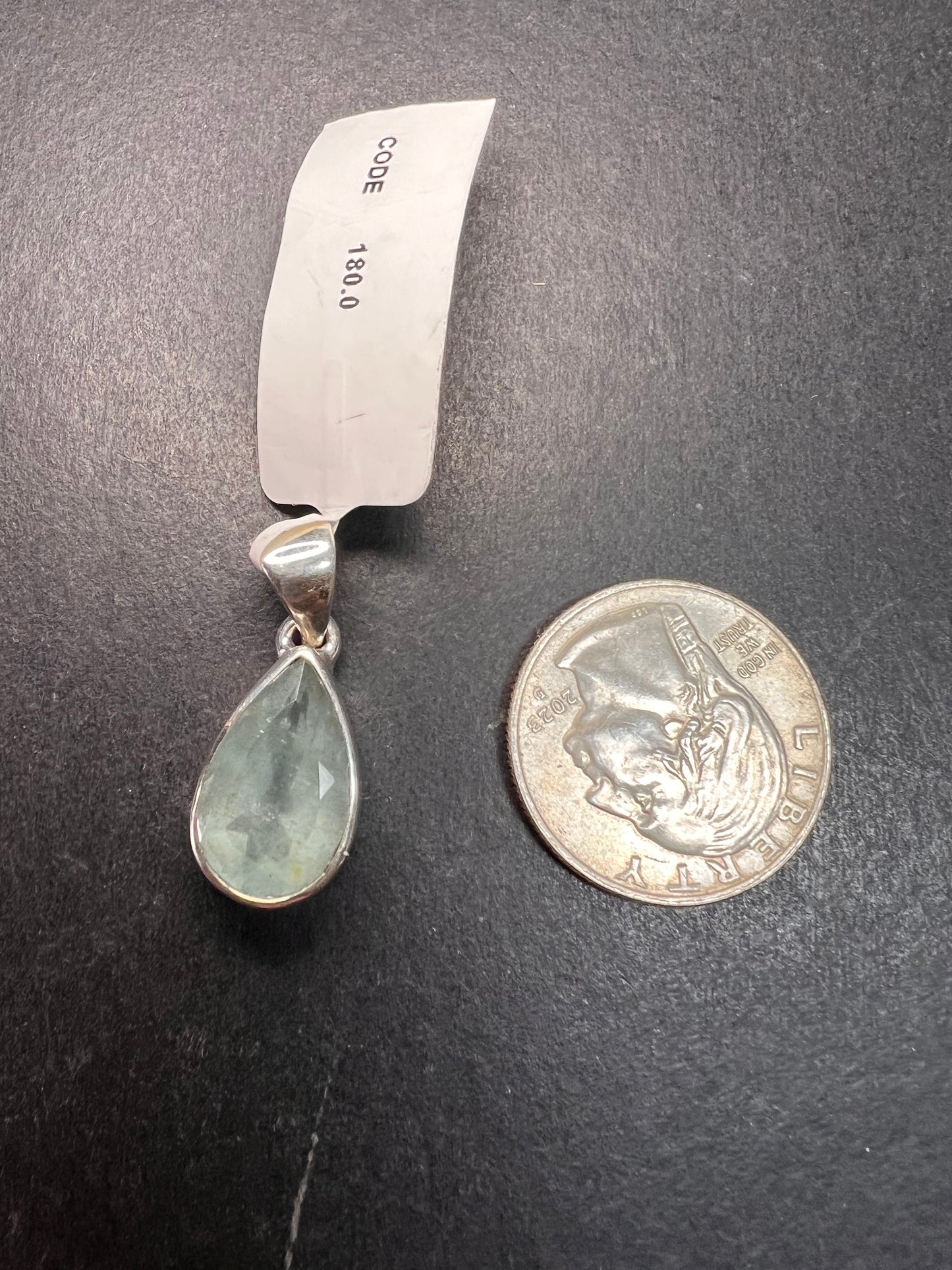 NEW Aquamarine sterling silver teardrop pendant