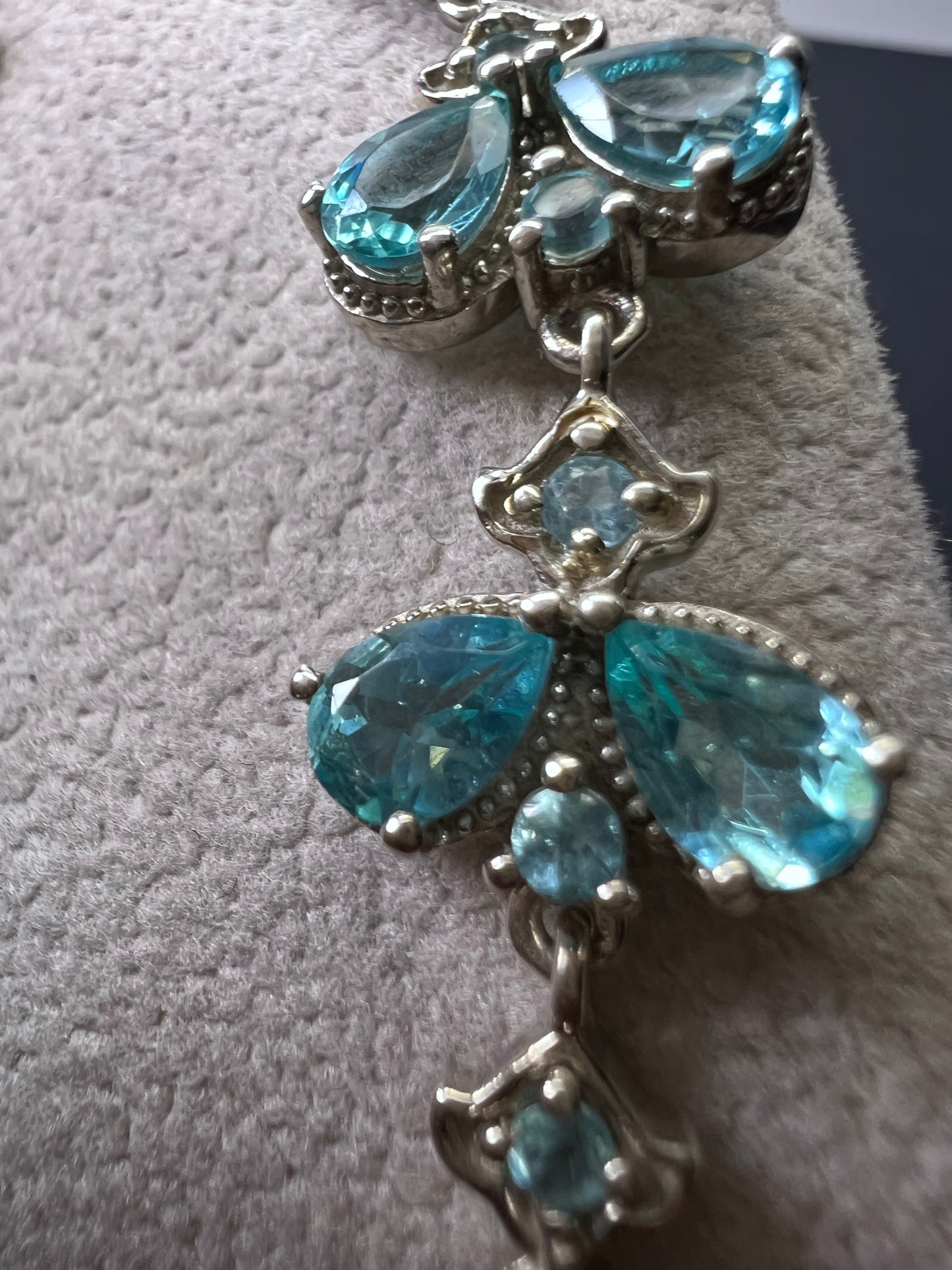 Blue apatite sterling silver chandelier earrings