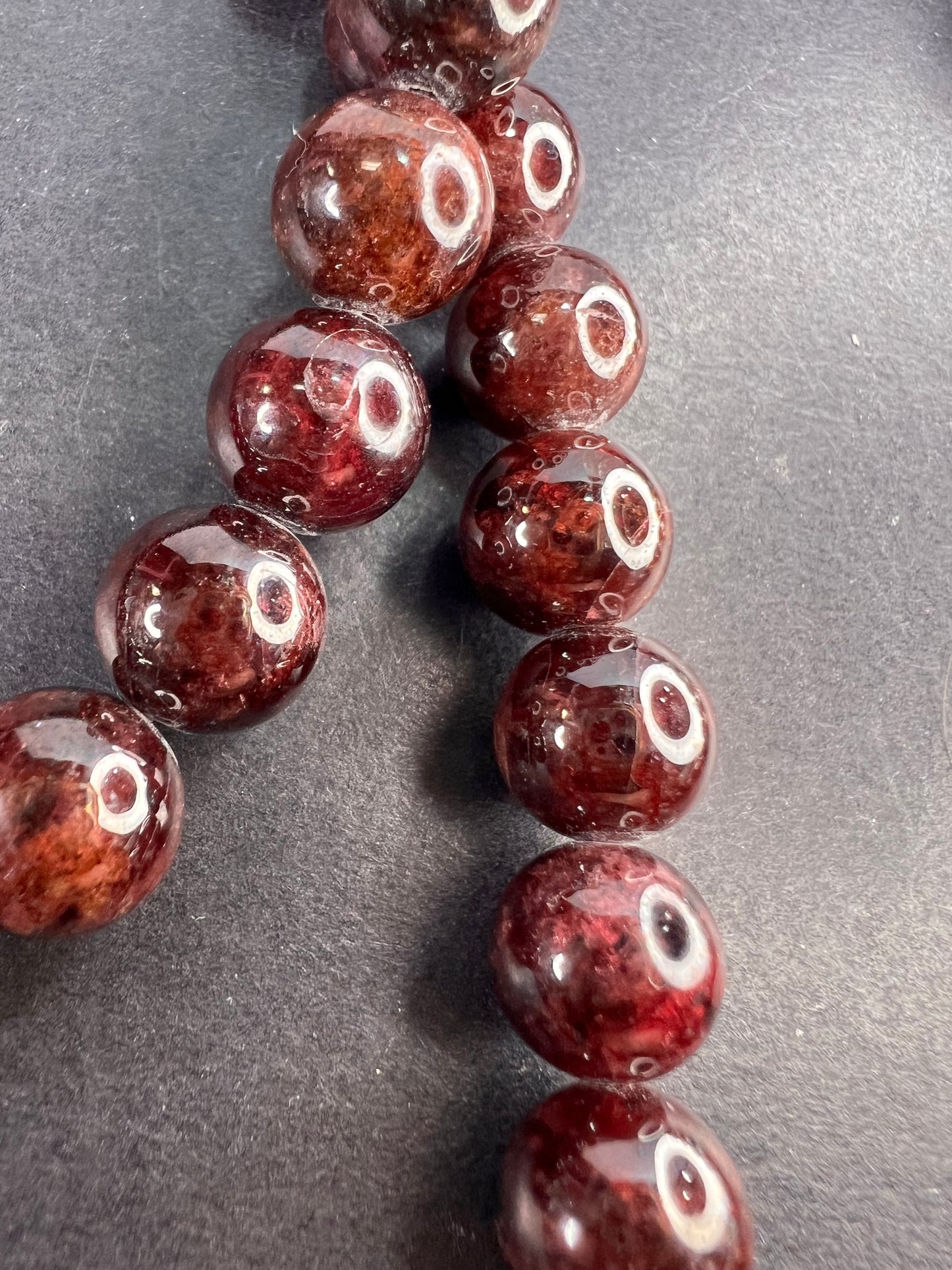 Garnet beaded necklace with sterling silver clasp