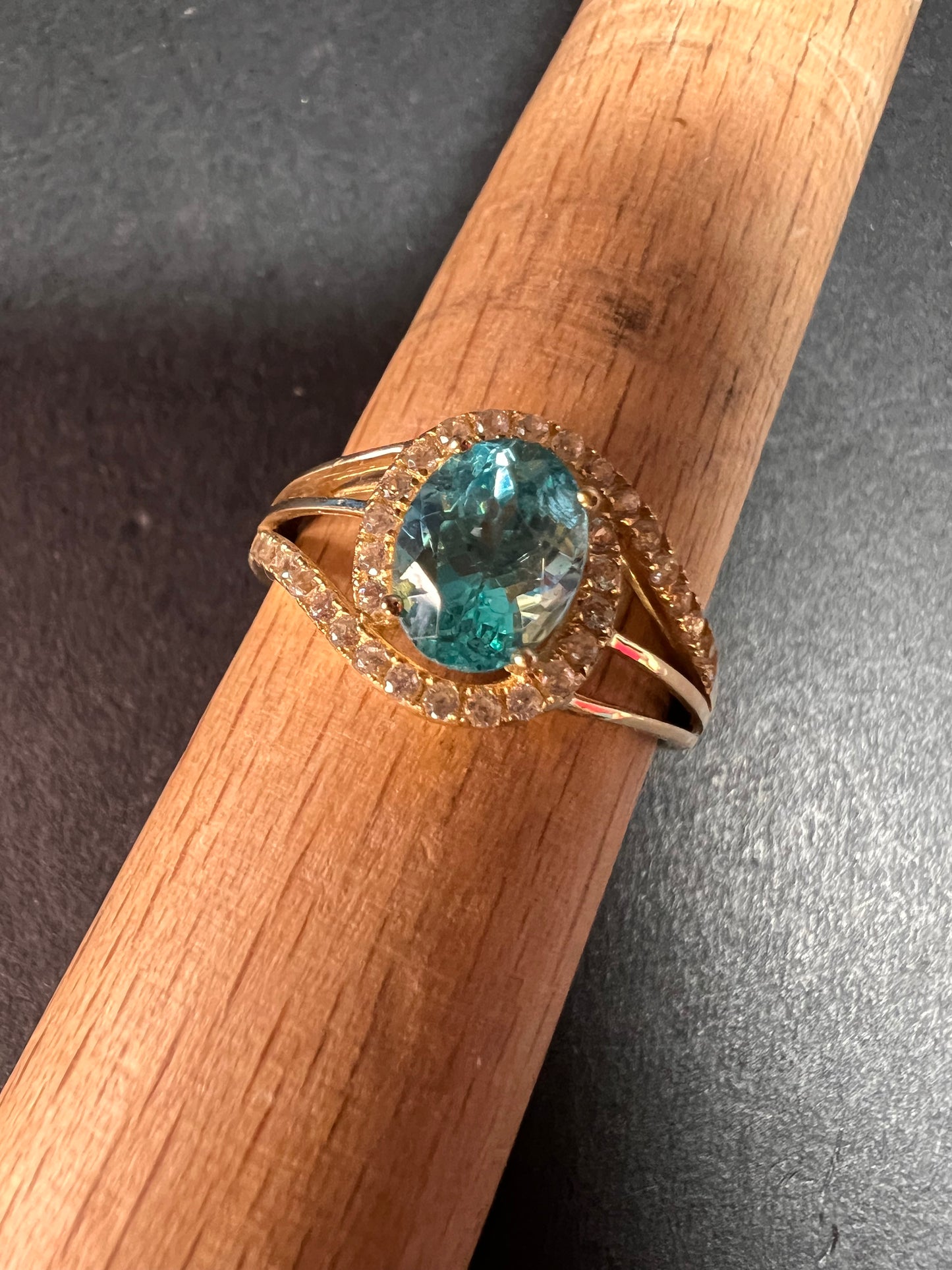 14k gold Paraiba apatite ring size 9