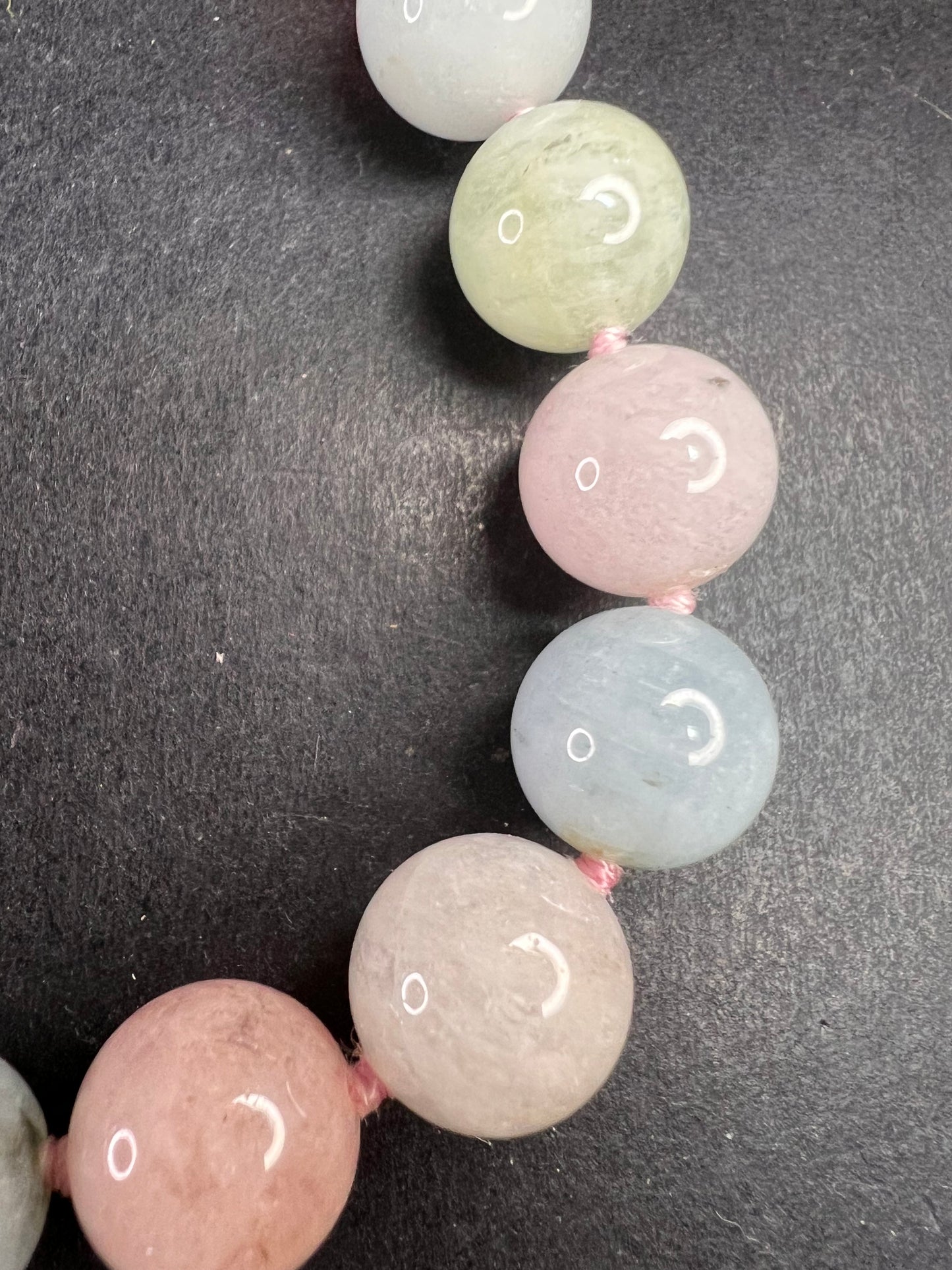 Modern Multi Beryl Bolo Necklace 12mm Morganite Aquamarine Sterling