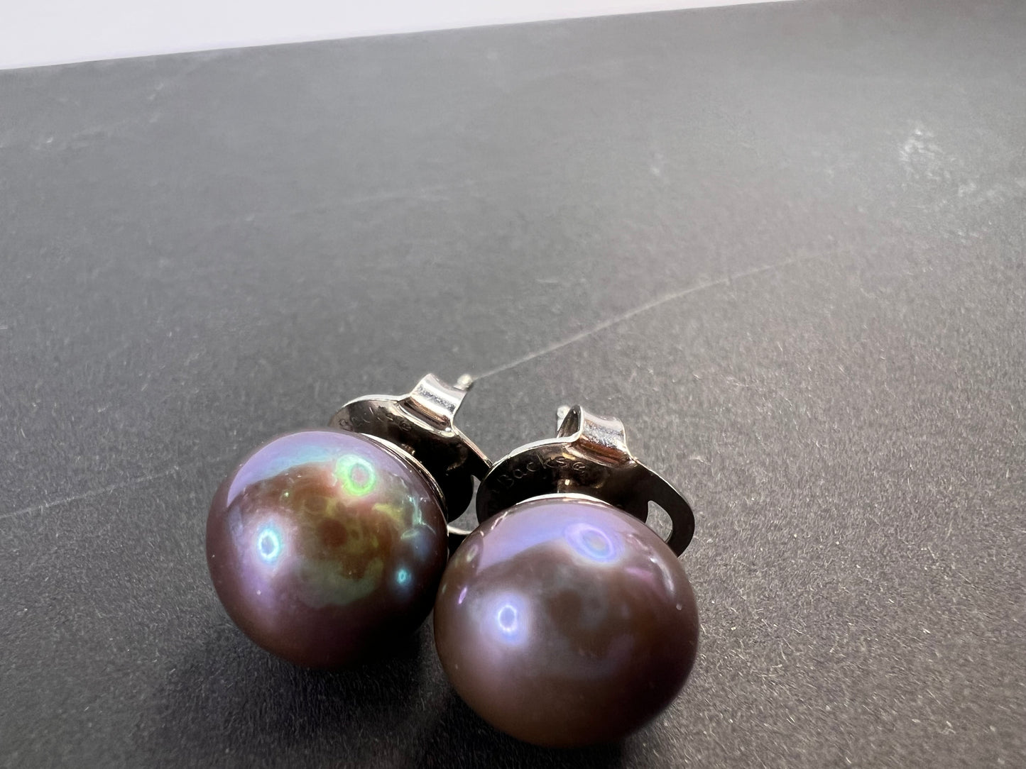 10mm Honora black pearl sterling silver stud earrings