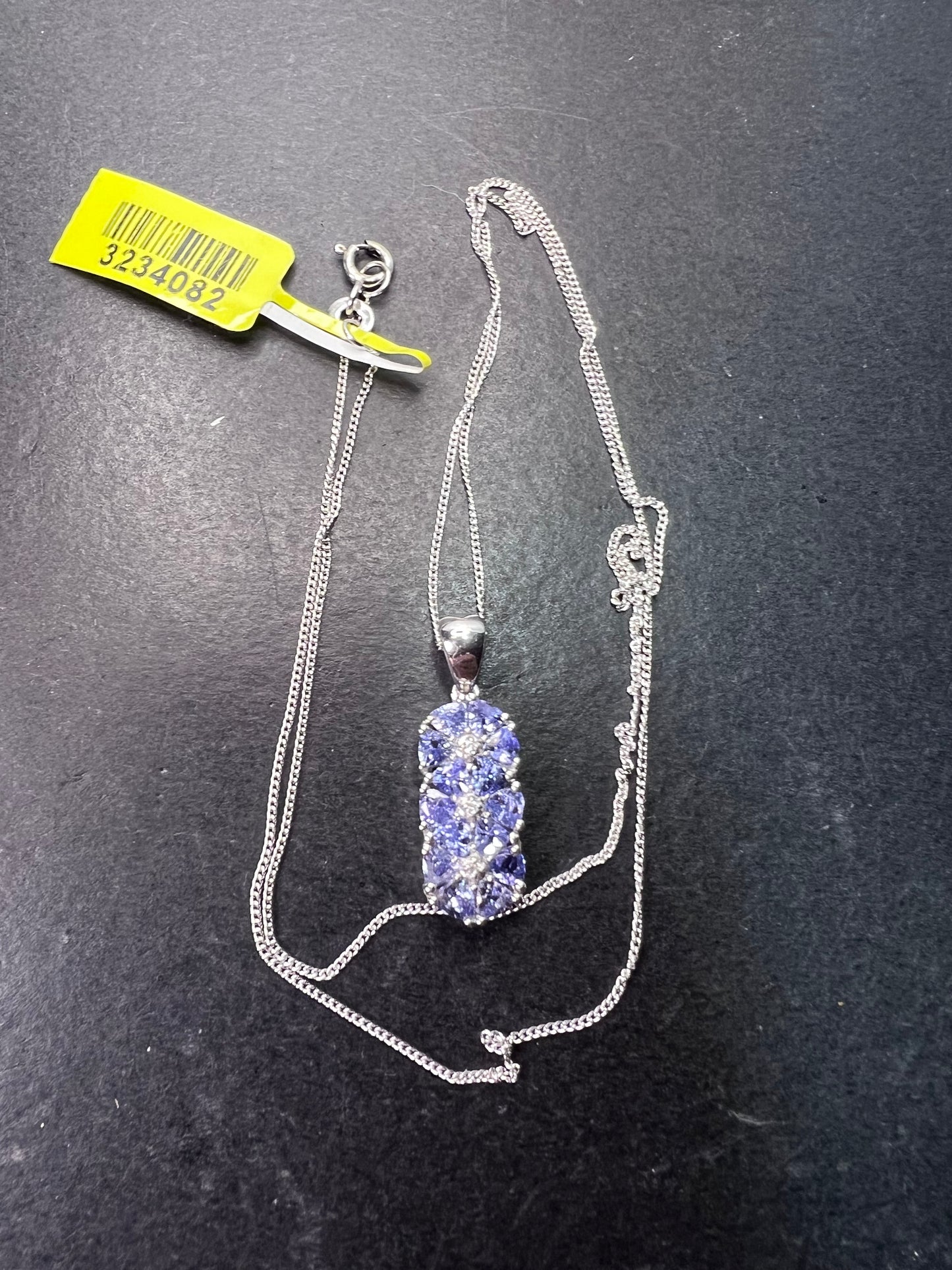 Tanzanite CZ sterling silver pendant necklace *NEW*