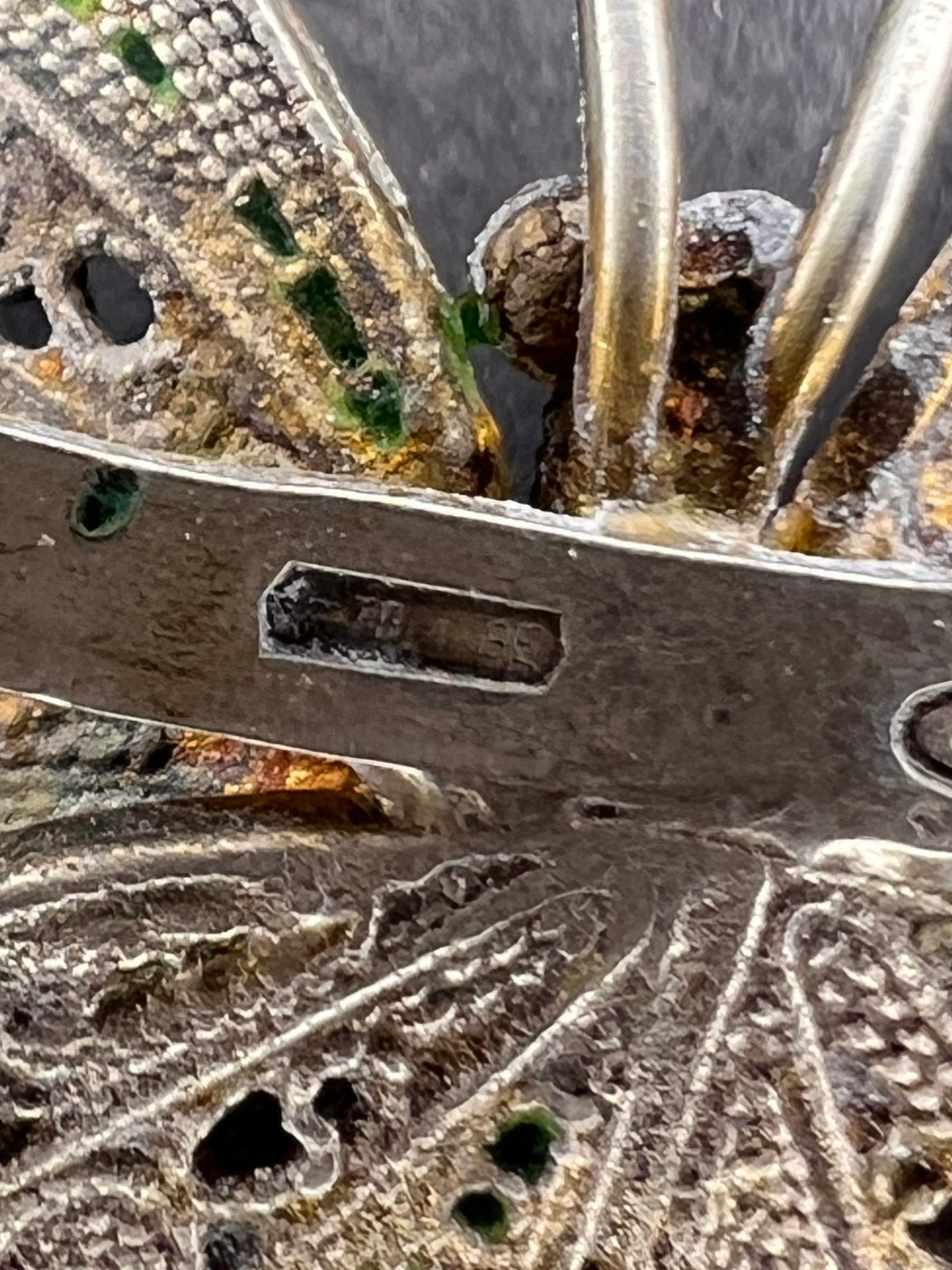 Vintage Alieti Adriana 800 silver Italian enameled filigree butterfly brooch pin