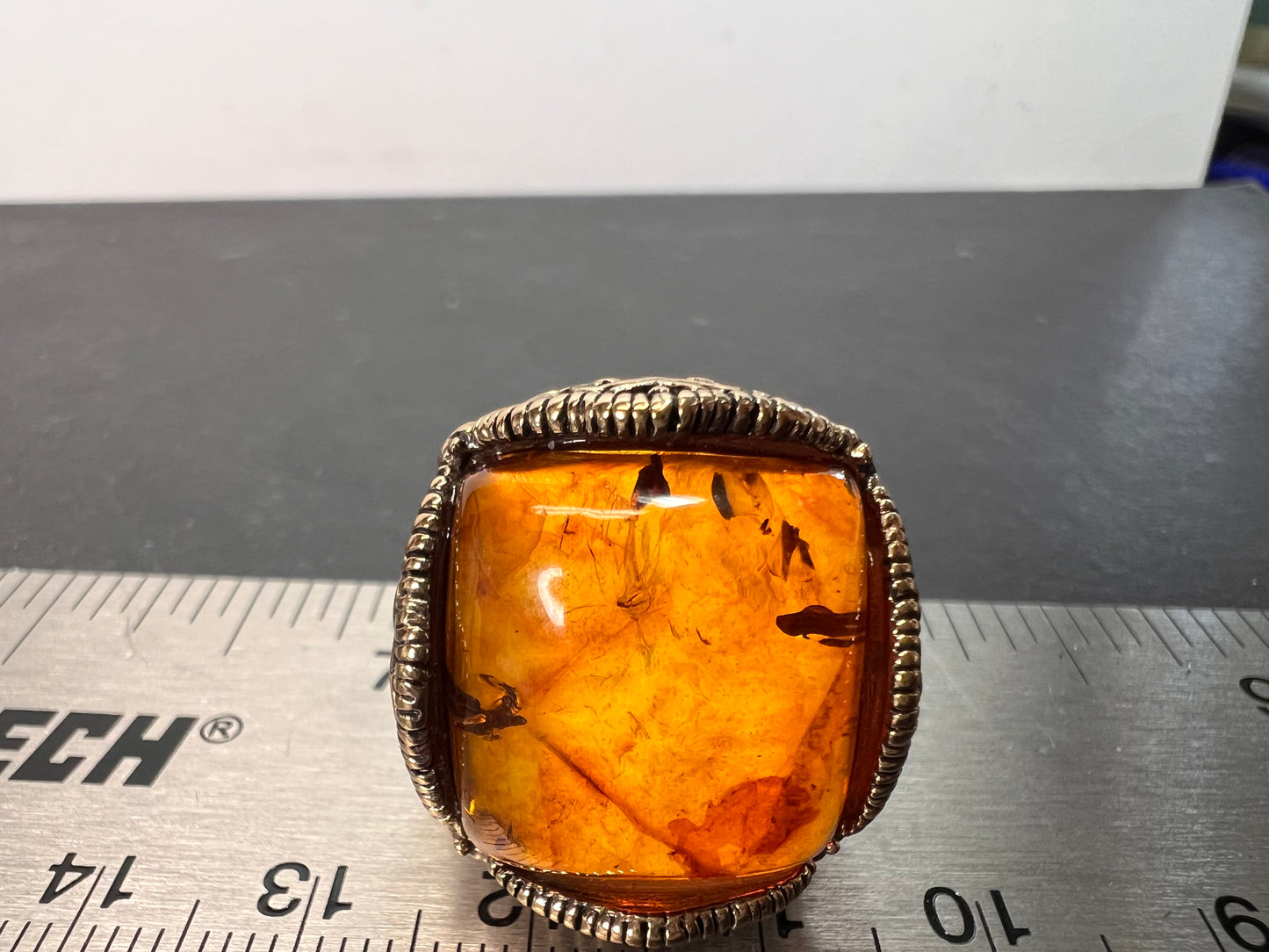 Designer Barse amber brass ring size 9