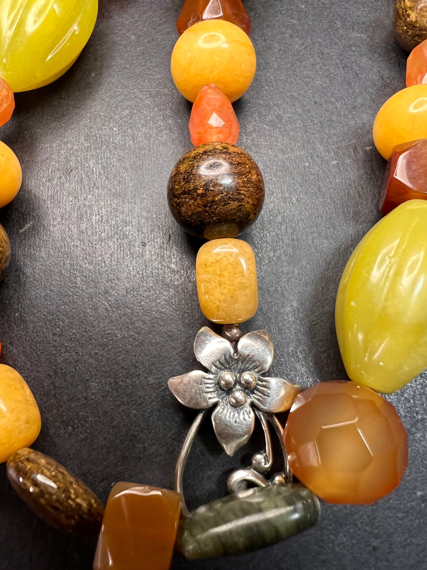 NEW multi stone 18 inch necklace with sterling silver flower toggle clasp