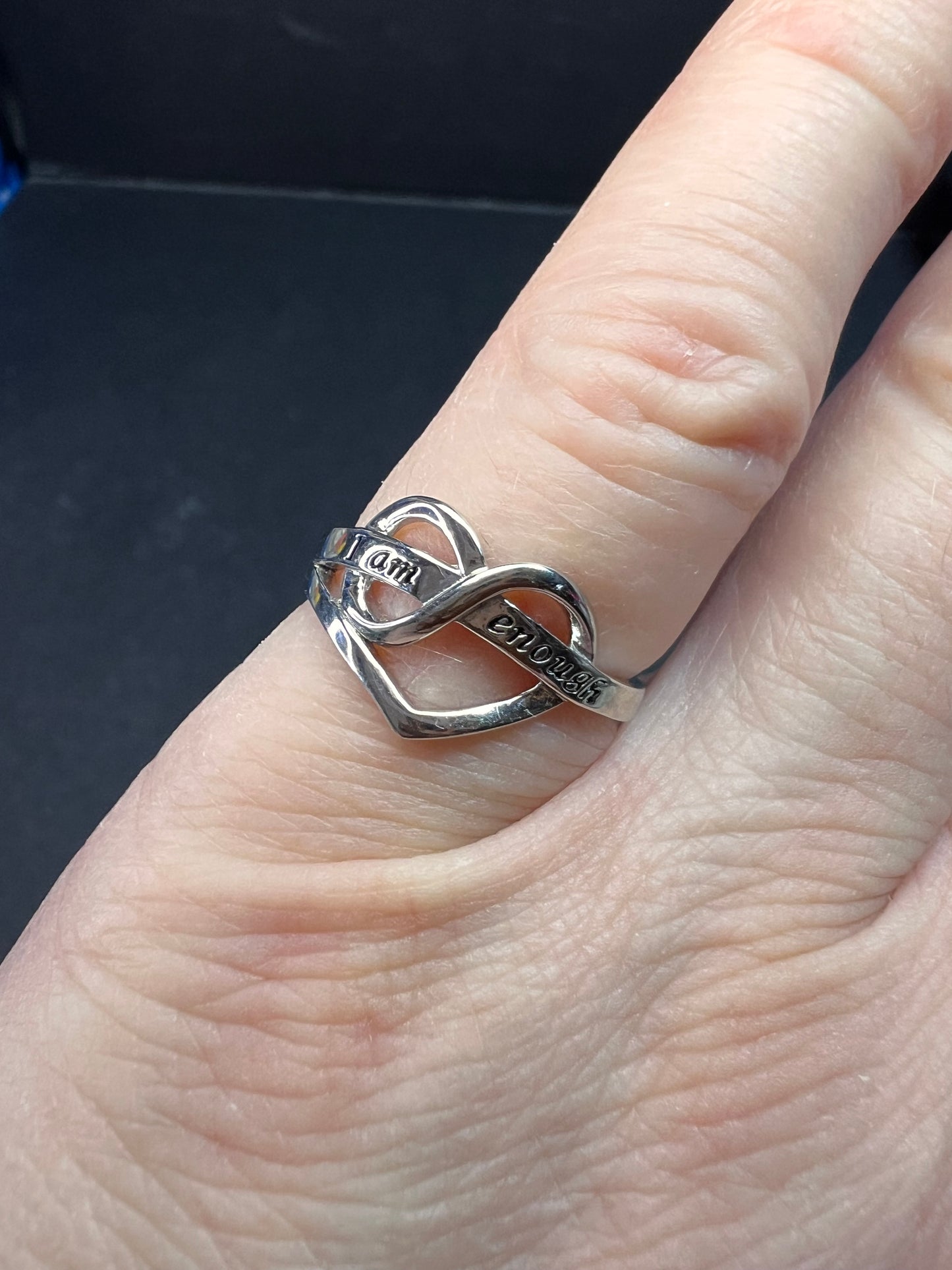 Vintage eternity heart You Are Enough ring size 6