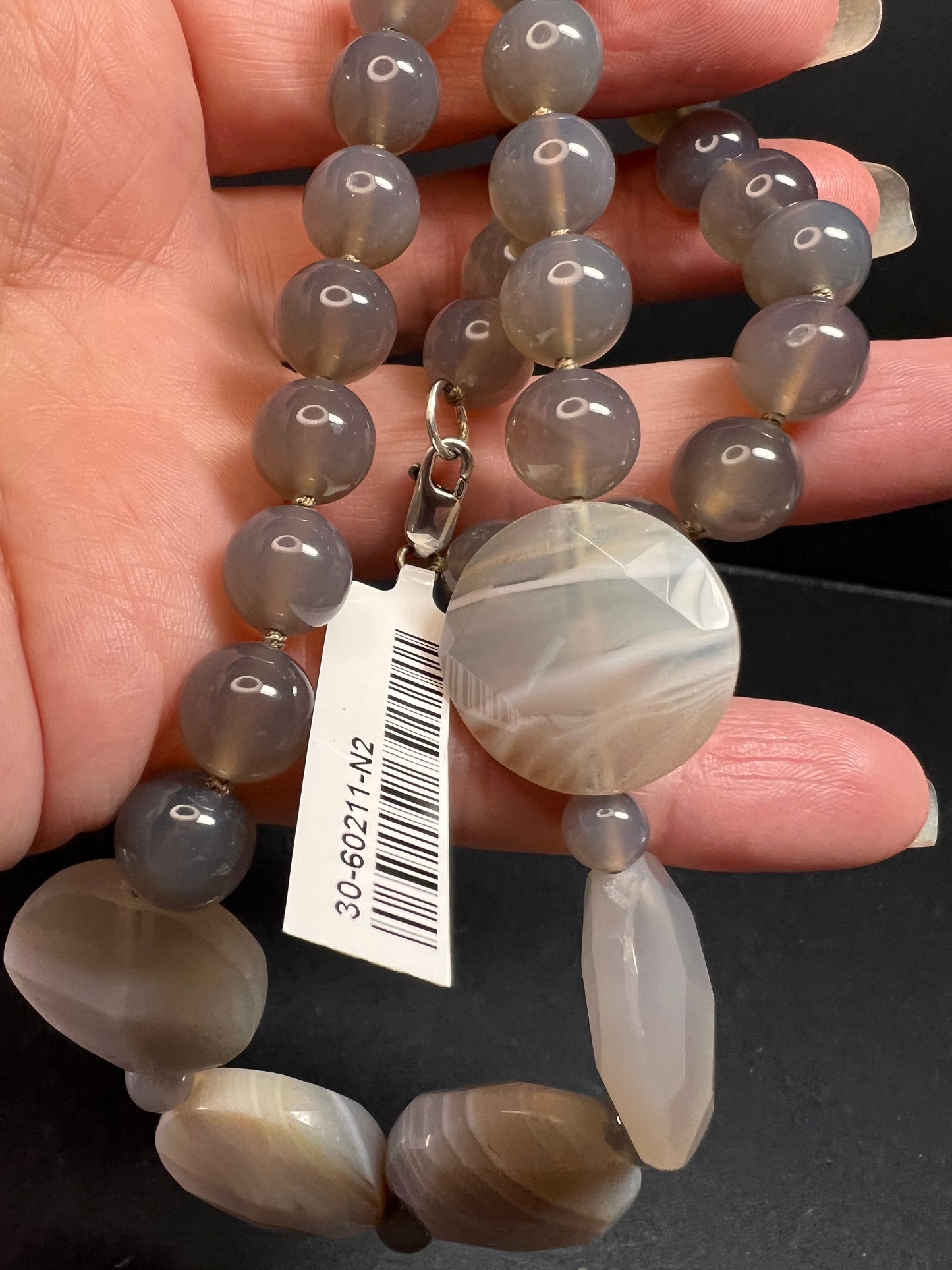 NEW Botswana agate necklace with sterling silver clasp