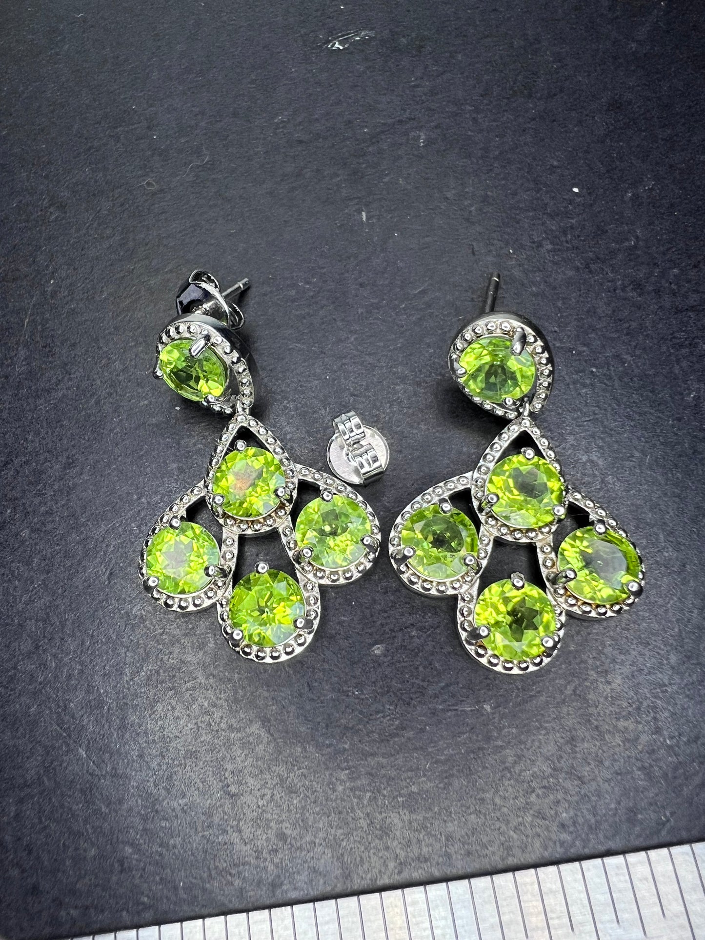 Peridot sterling silver chandelier earrings