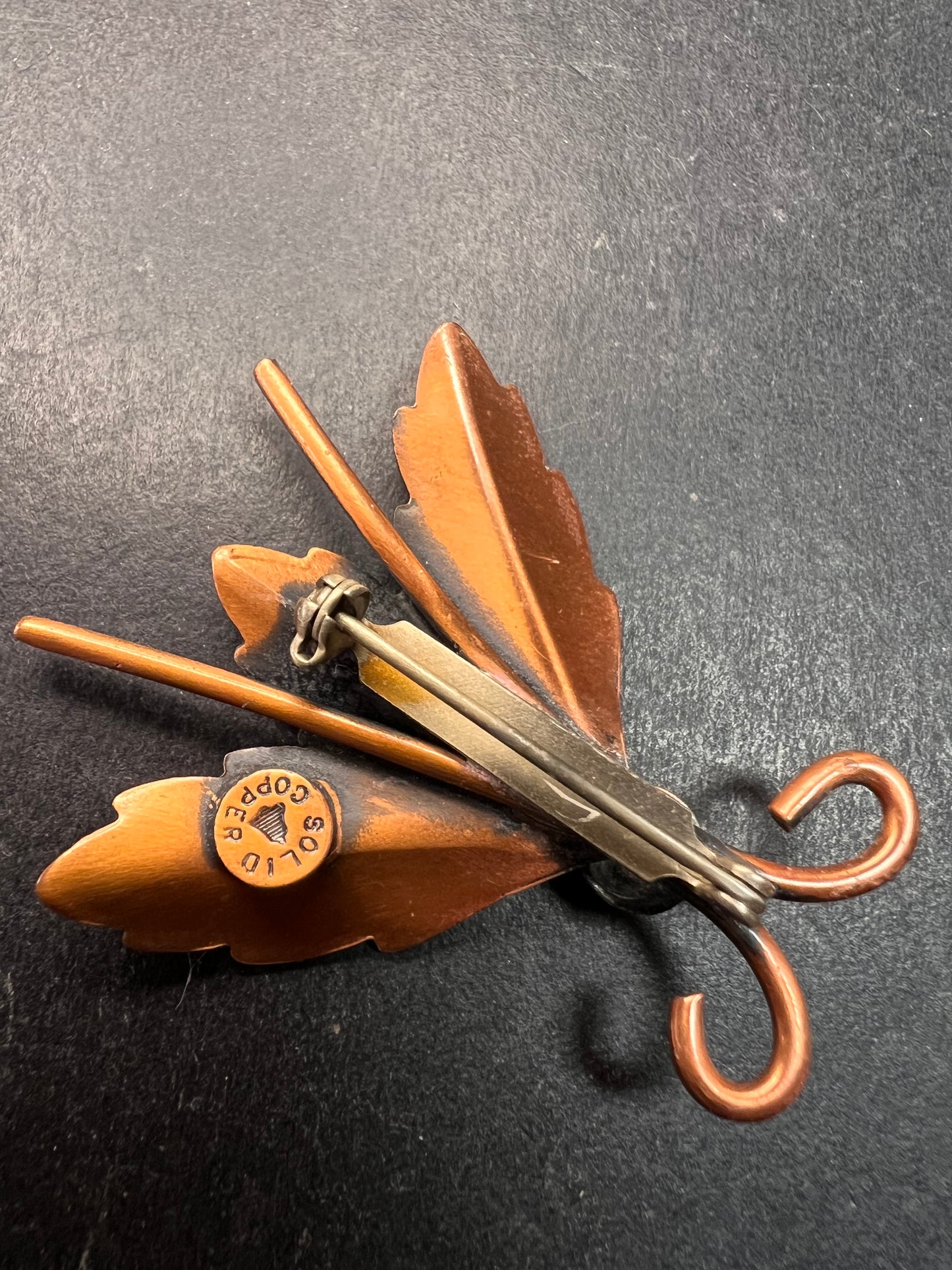 Vintage Bell Trading Post Copper Insect Pin Leaf Wings Southwestern