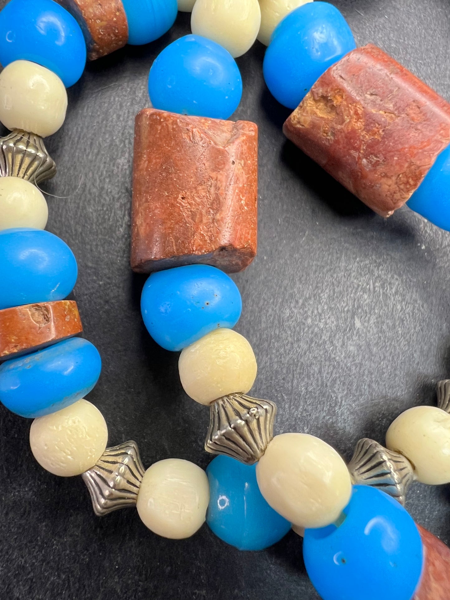 Vintage African Trade Bead Necklace | Large Glass & Ceramic Beads | 24”
