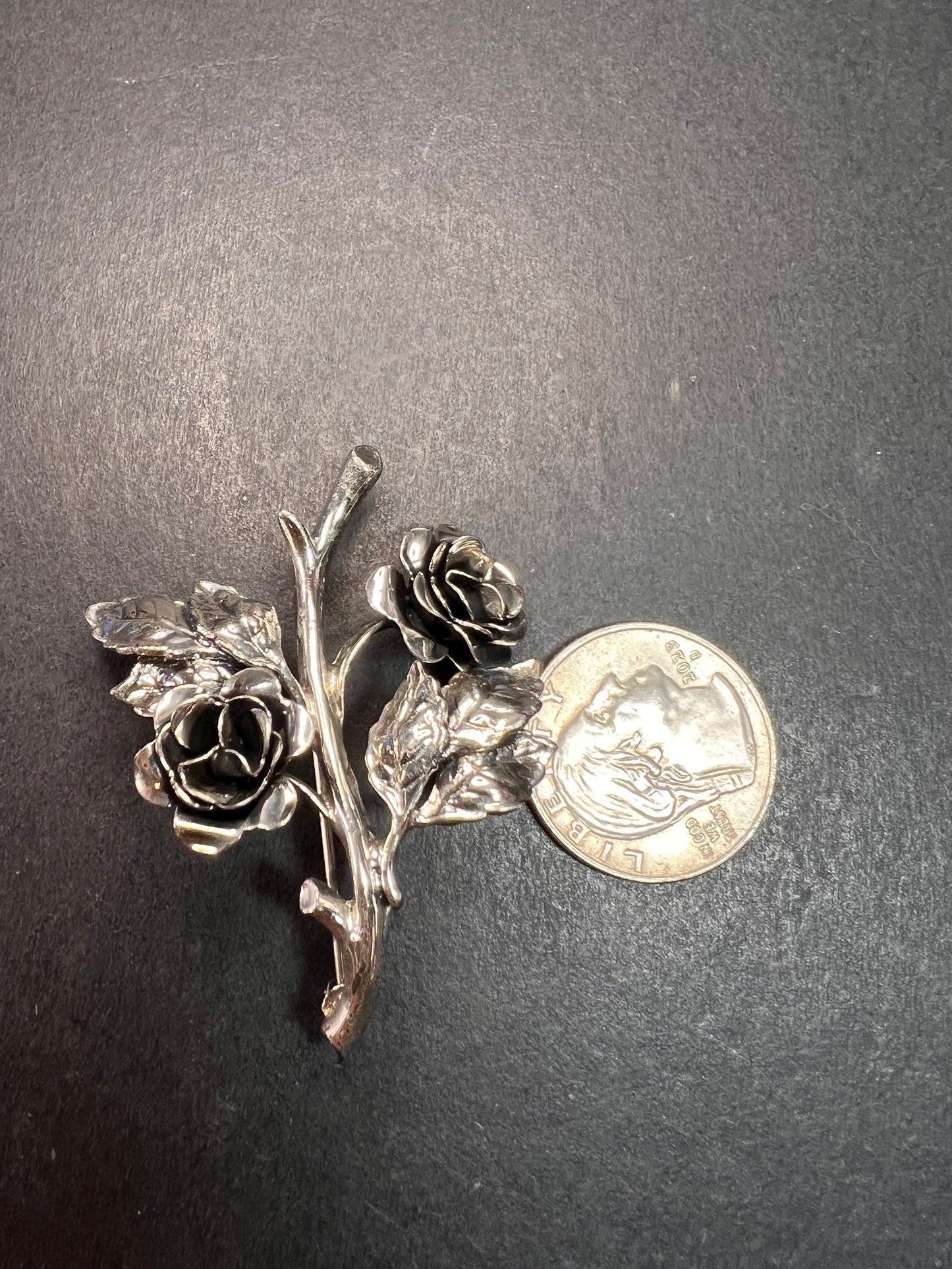 Vintage Danecraft sterling rose brooch pin