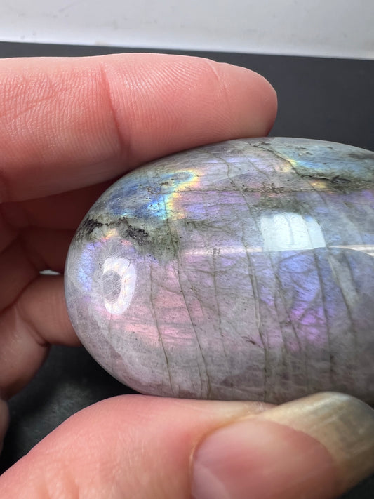 Labradorite with pink and purple rainbow flash