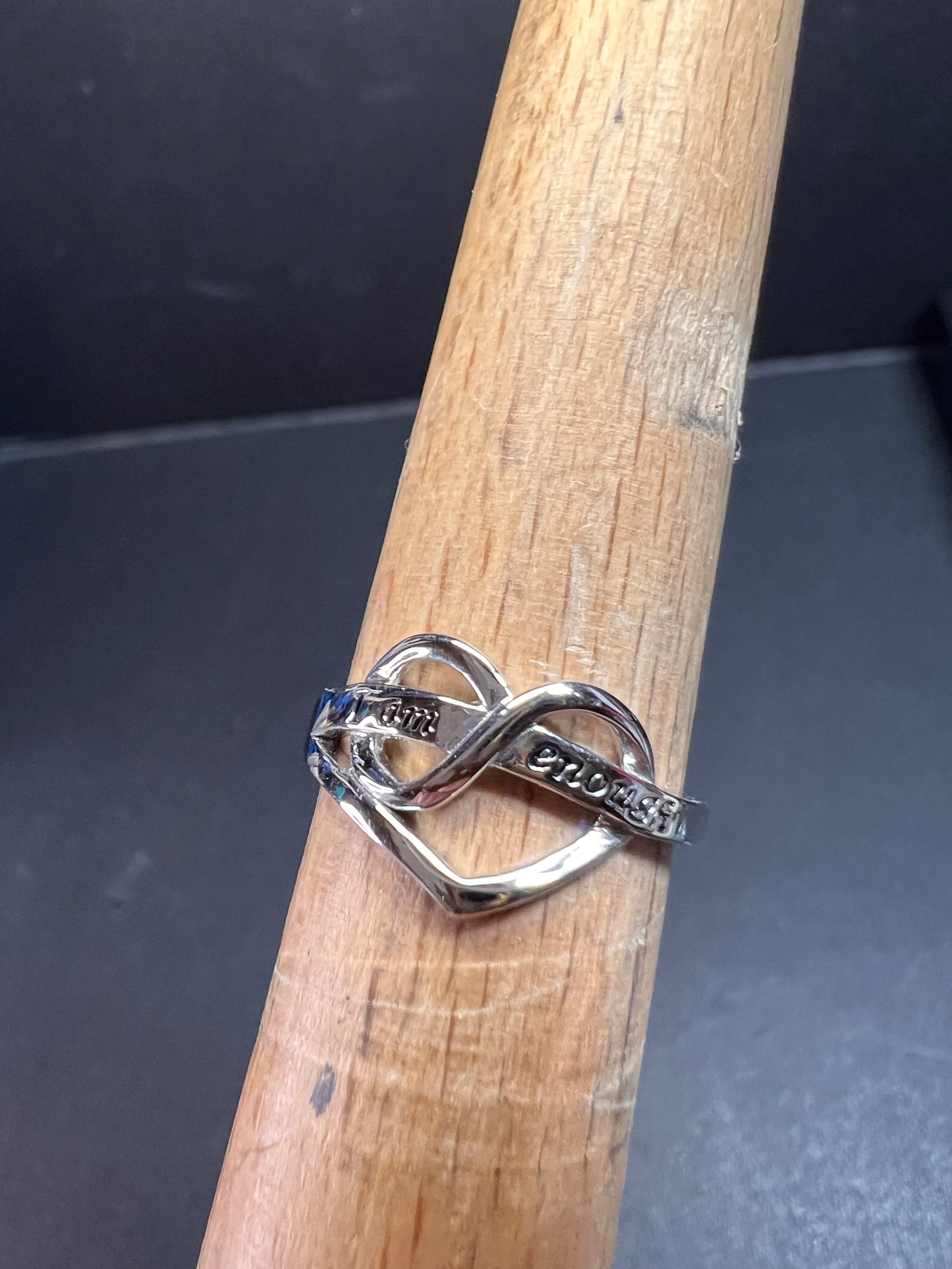 Vintage eternity heart You Are Enough ring size 6
